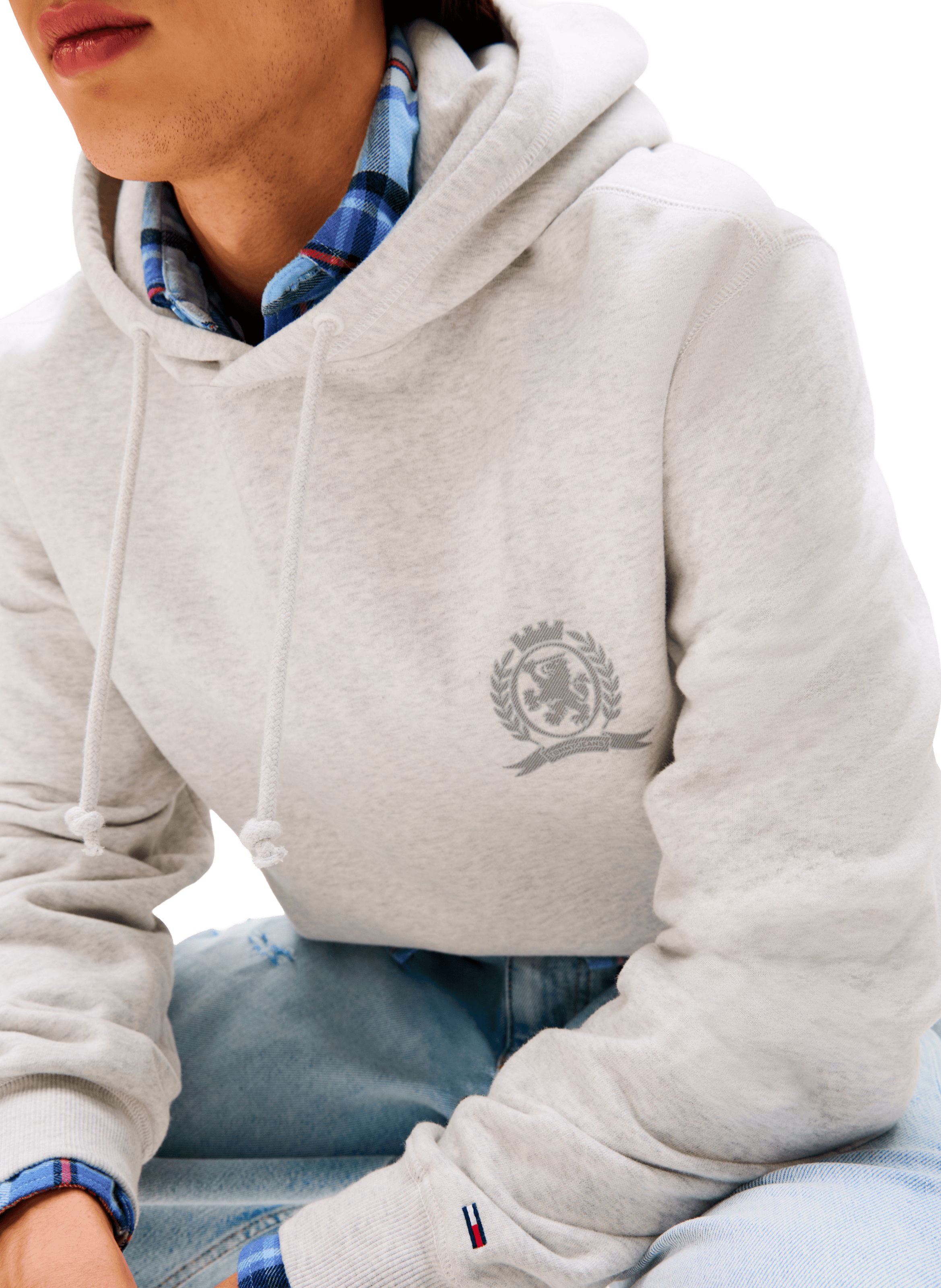 Cotton fleece-blend hoodie TOMMY HILFIGER Grey