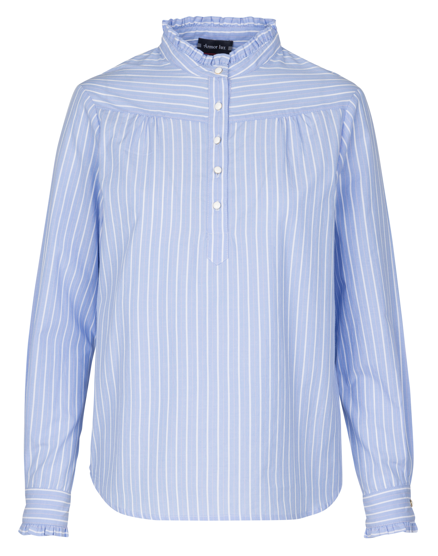 Chemise col rond volanté à rayures ARMOR-LUX Bleu