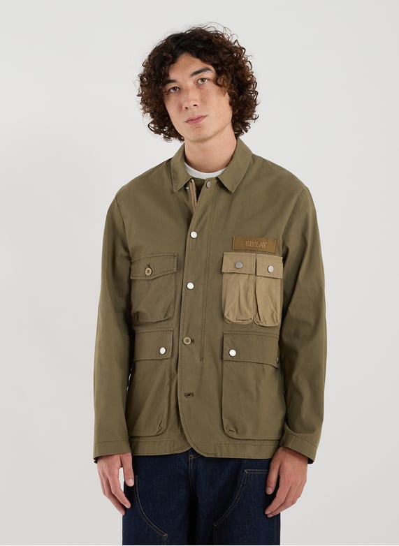 Veste-chemise militaire en coton mélangé | Vert by REPLAY Veste-chemise militaire en coton mélangé Vert