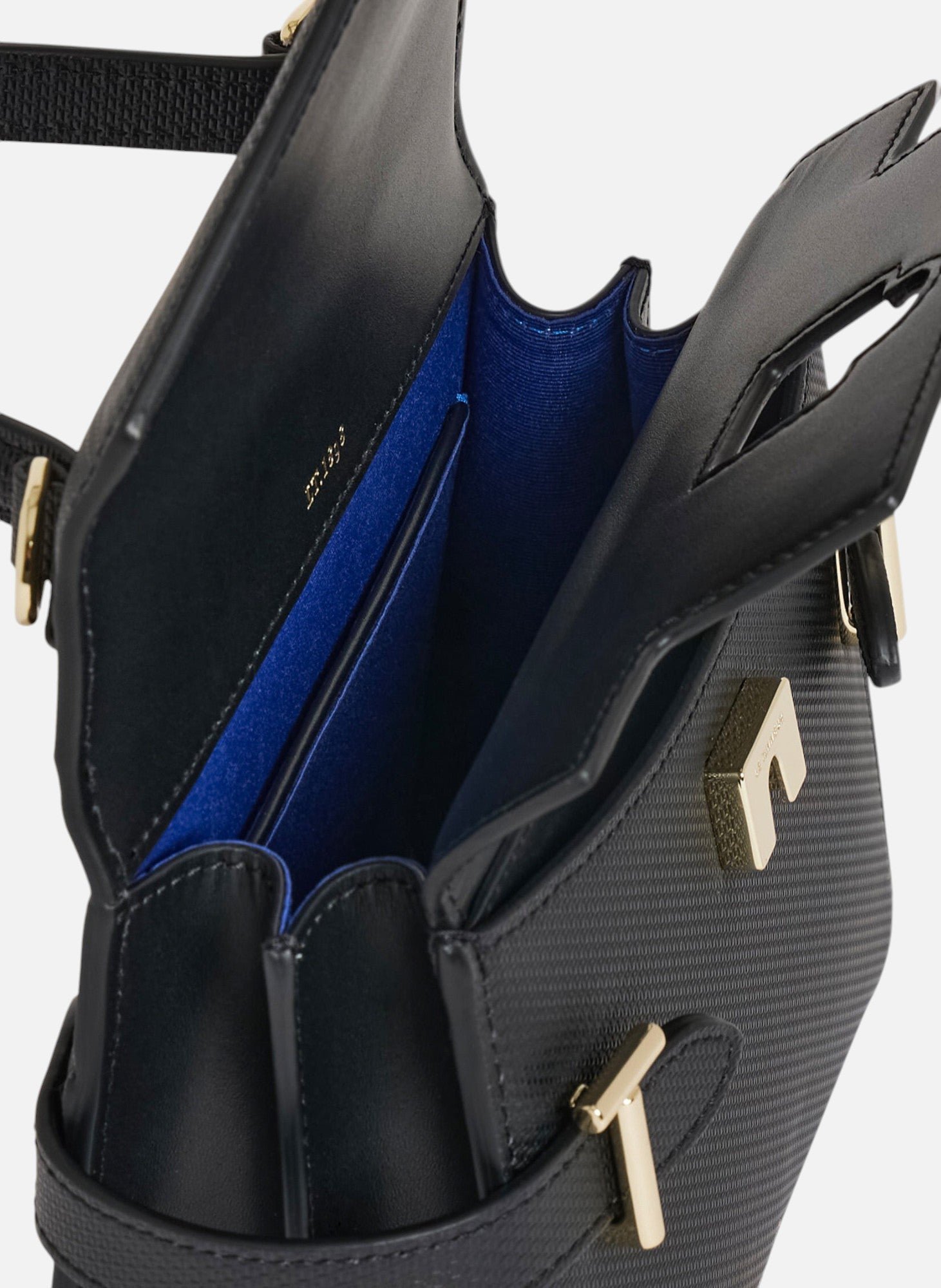 Petit sac à main double rabat emilie en cuir signature t LE TANNEUR Noir