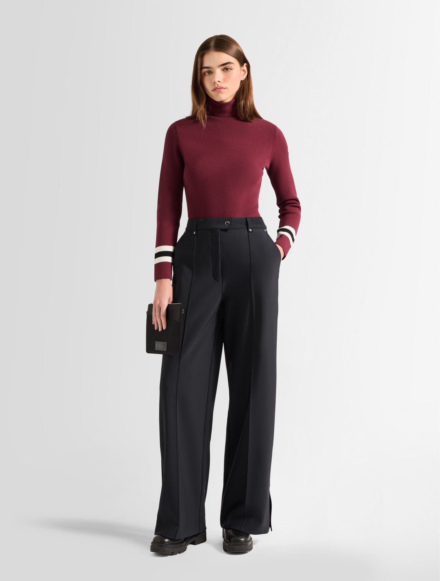 Pull judith col roulé coupe ajustée FUSALP Rouge