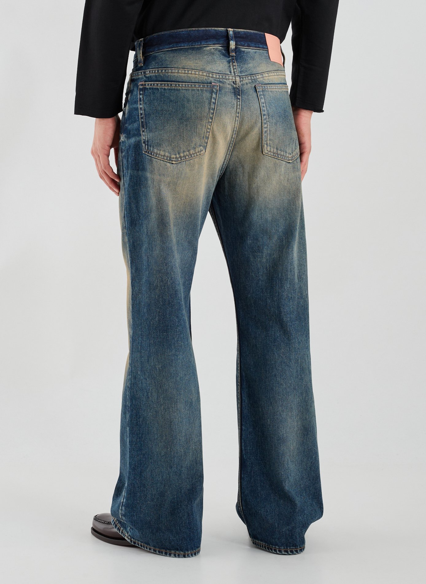 Jean droit délavé en coton ACNE STUDIOS Bleu