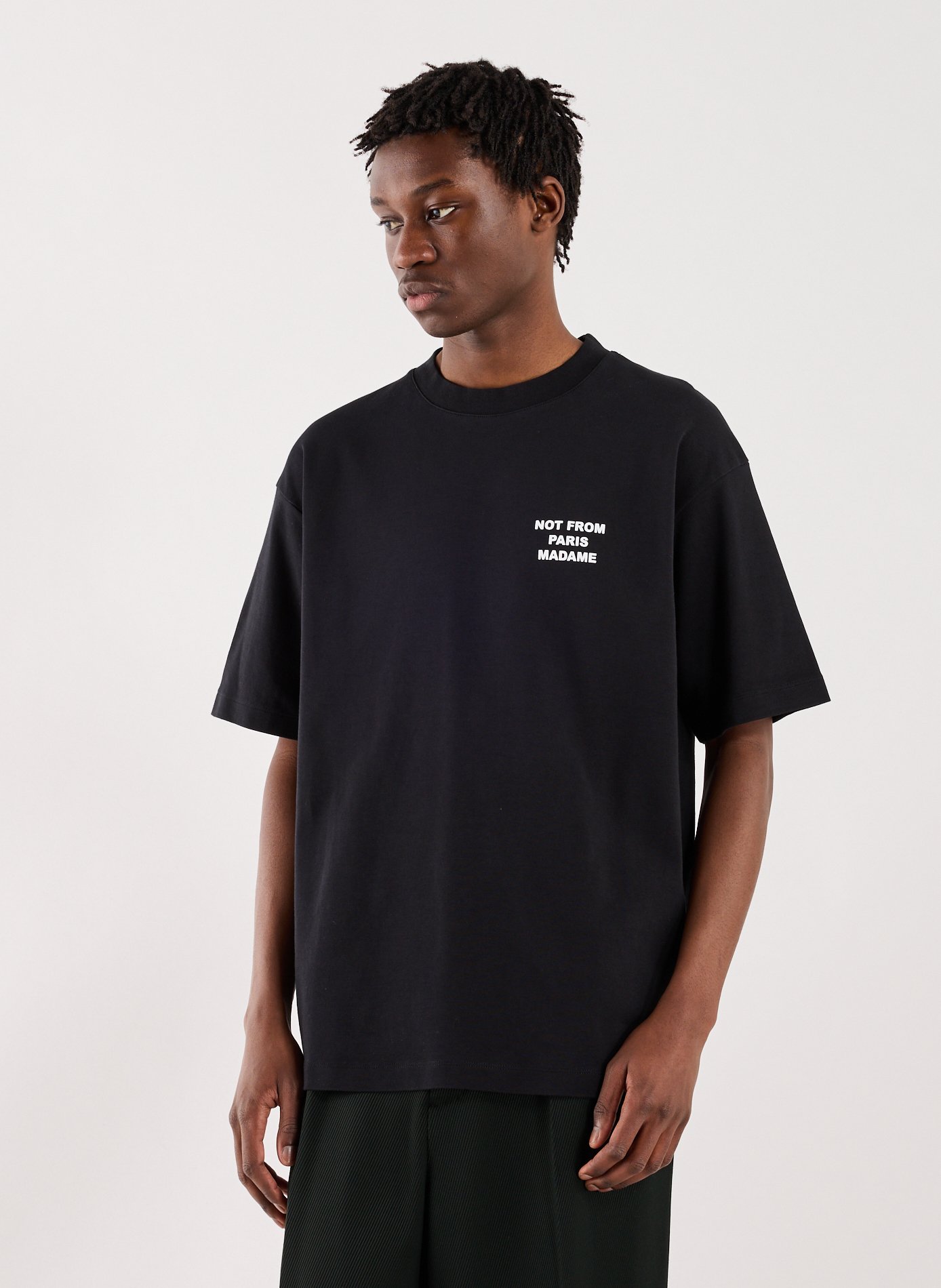 T-Shirt ample sérigraphié en coton DROLE DE MONSIEUR Noir