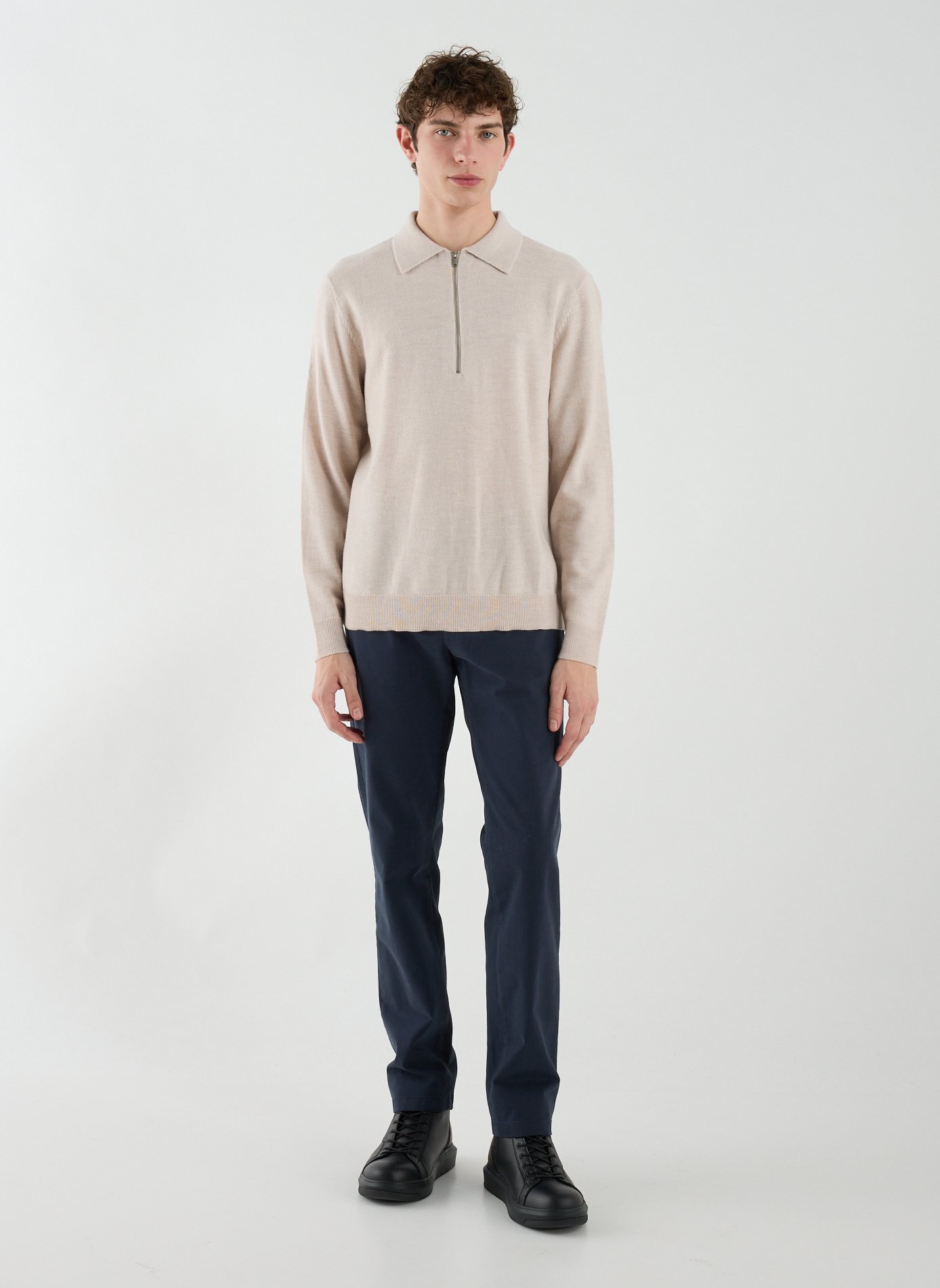 Pull col italien en laine mérinos SELECTED Beige