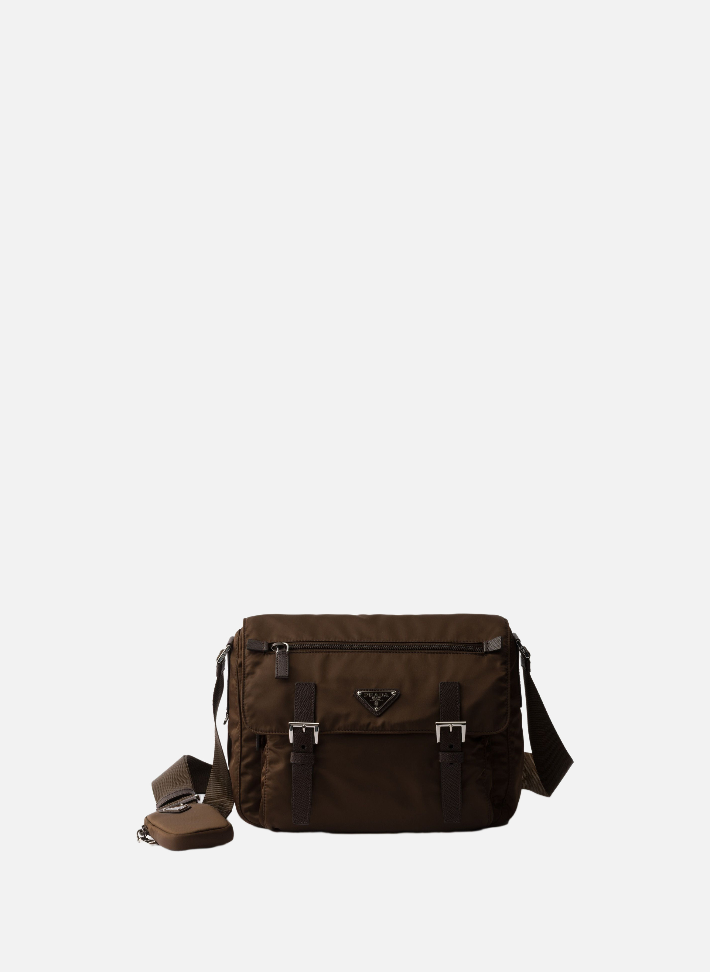 Sac porté épaule en re-nylon PRADA Marron