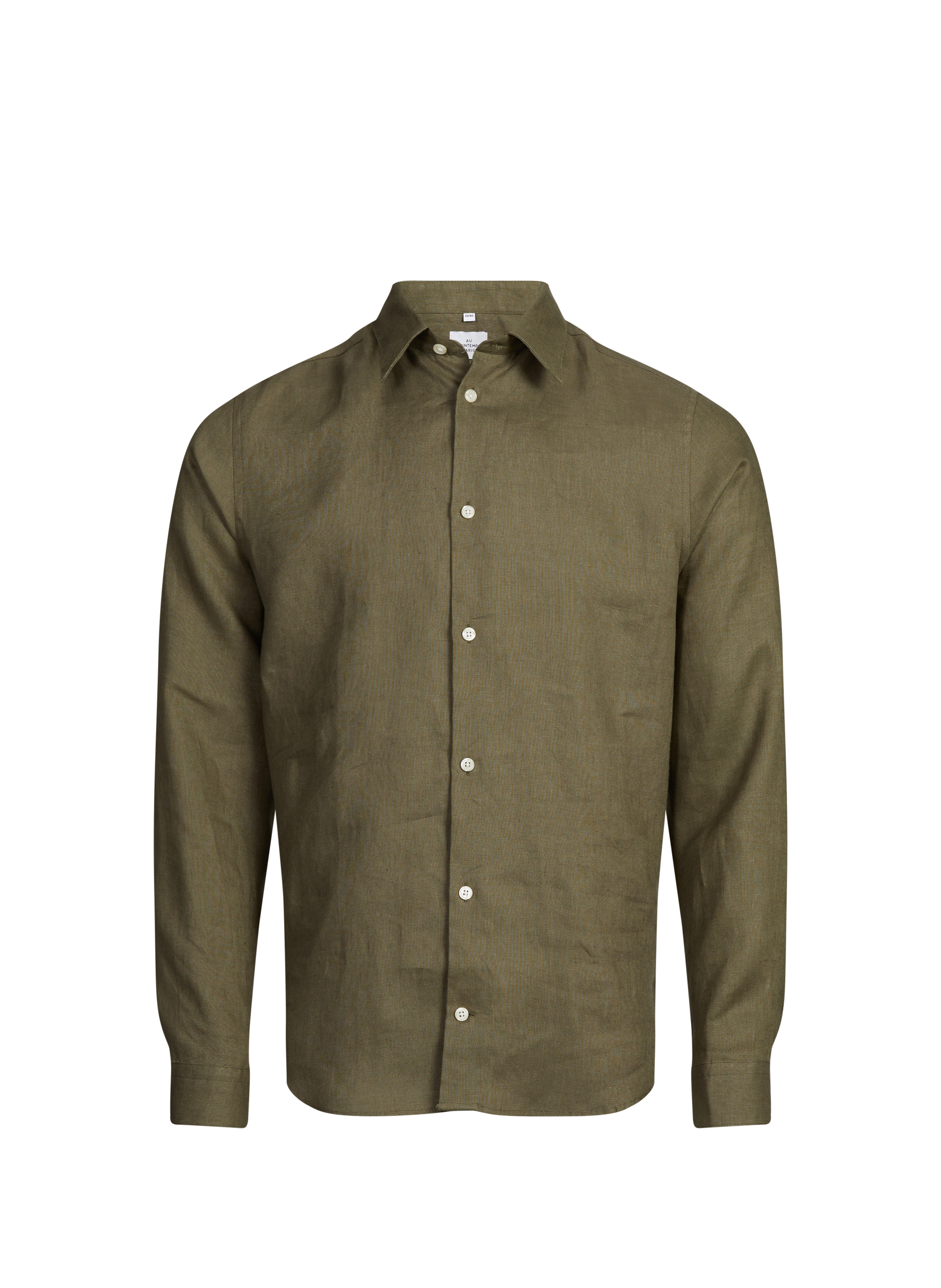 Slim-fit linen shirt AU PRINTEMPS PARIS Khaki