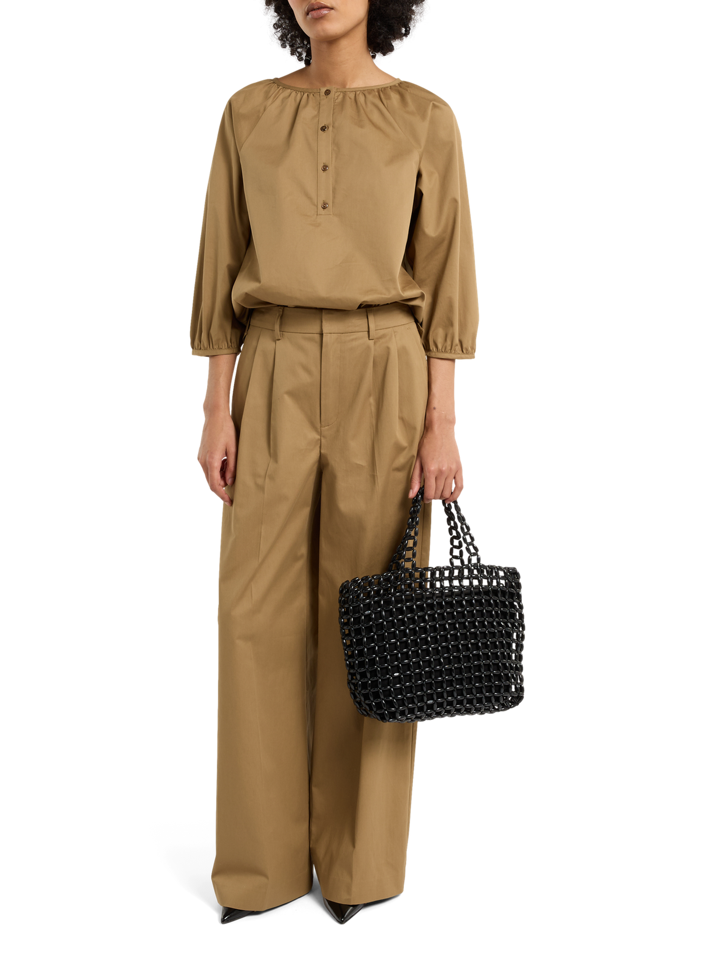 Sac à mains en perle de bois naturel SAISON 1865 Noir