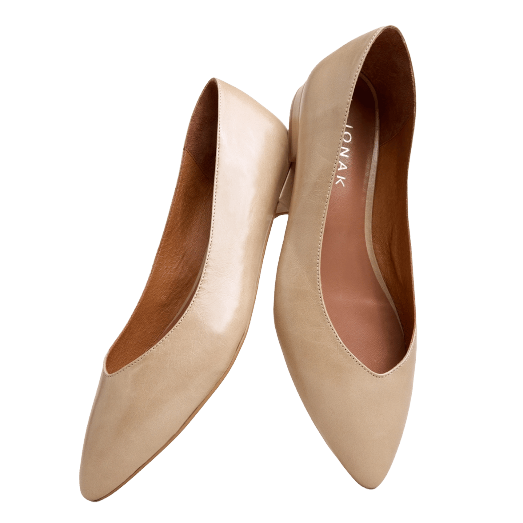 Ballerines plates pointus en cuir vendy JONAK Beige