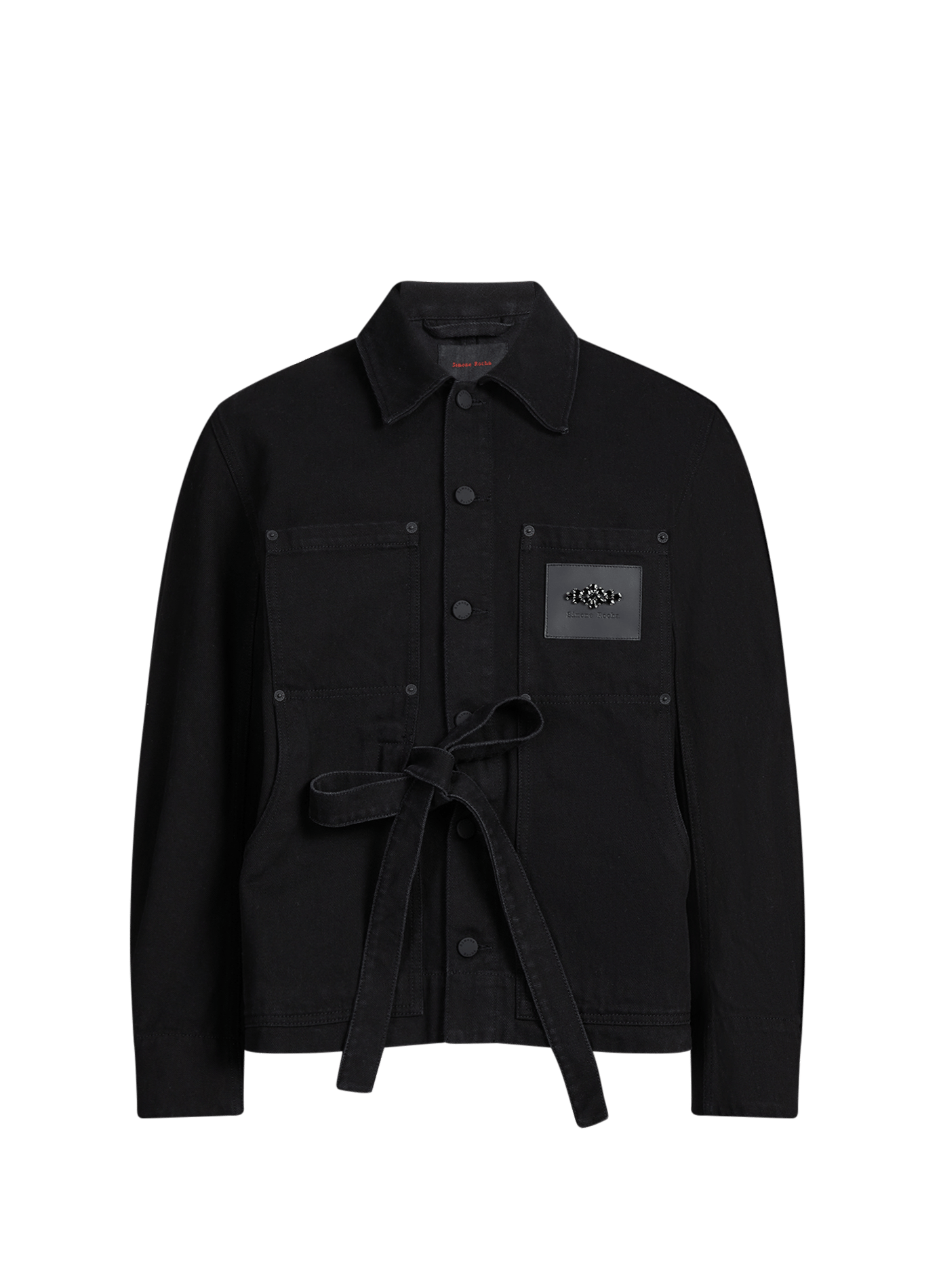 Jacket with classic collar and cotton belt SIMONE ROCHA Black