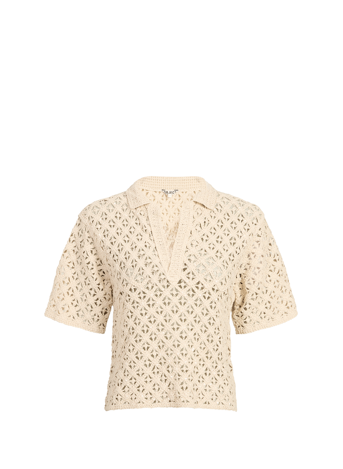 Top tricoté à sequins en coton OBJECT Beige