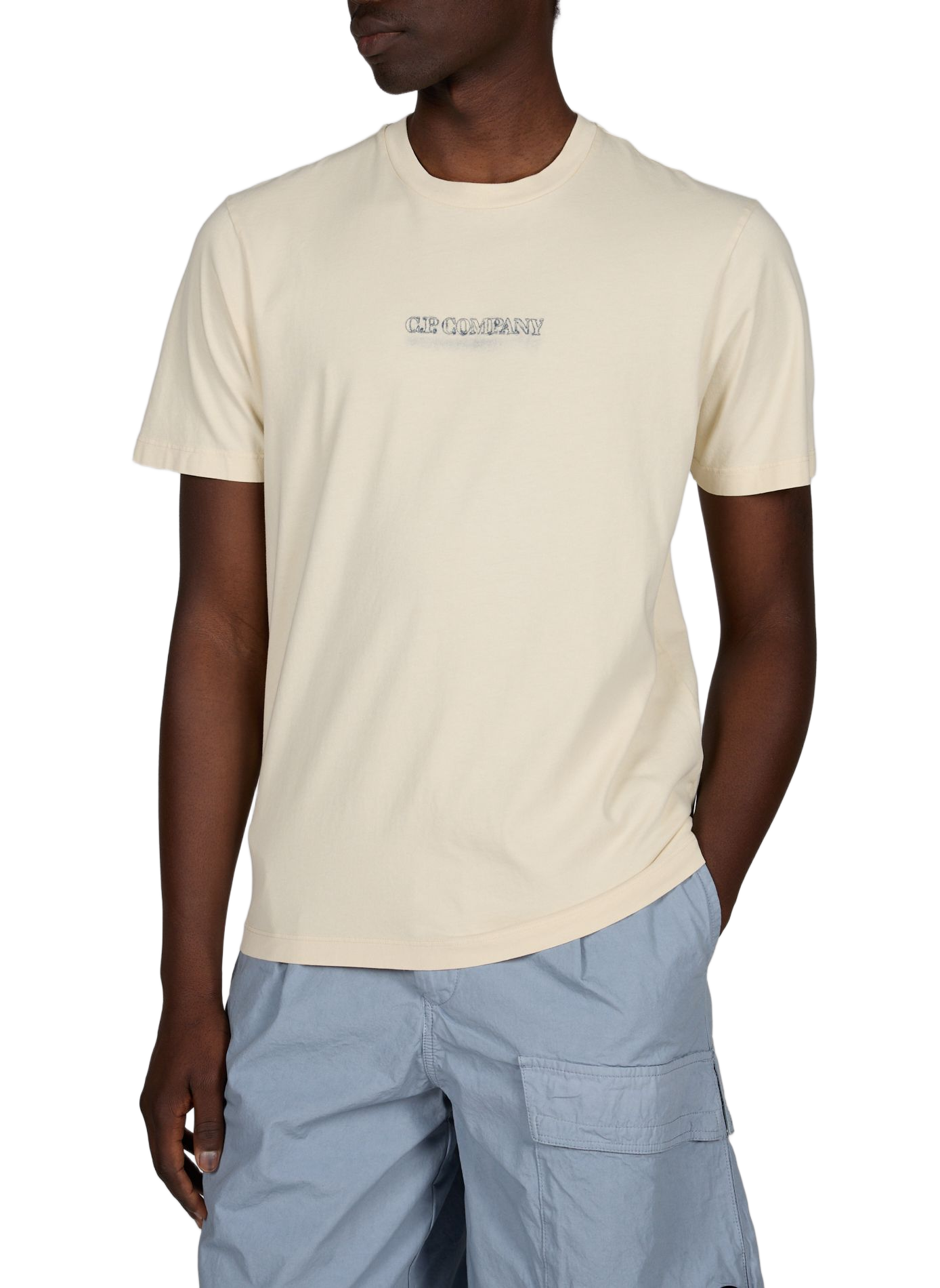 Biker-style cotton t-shirt CP COMPANY Beige