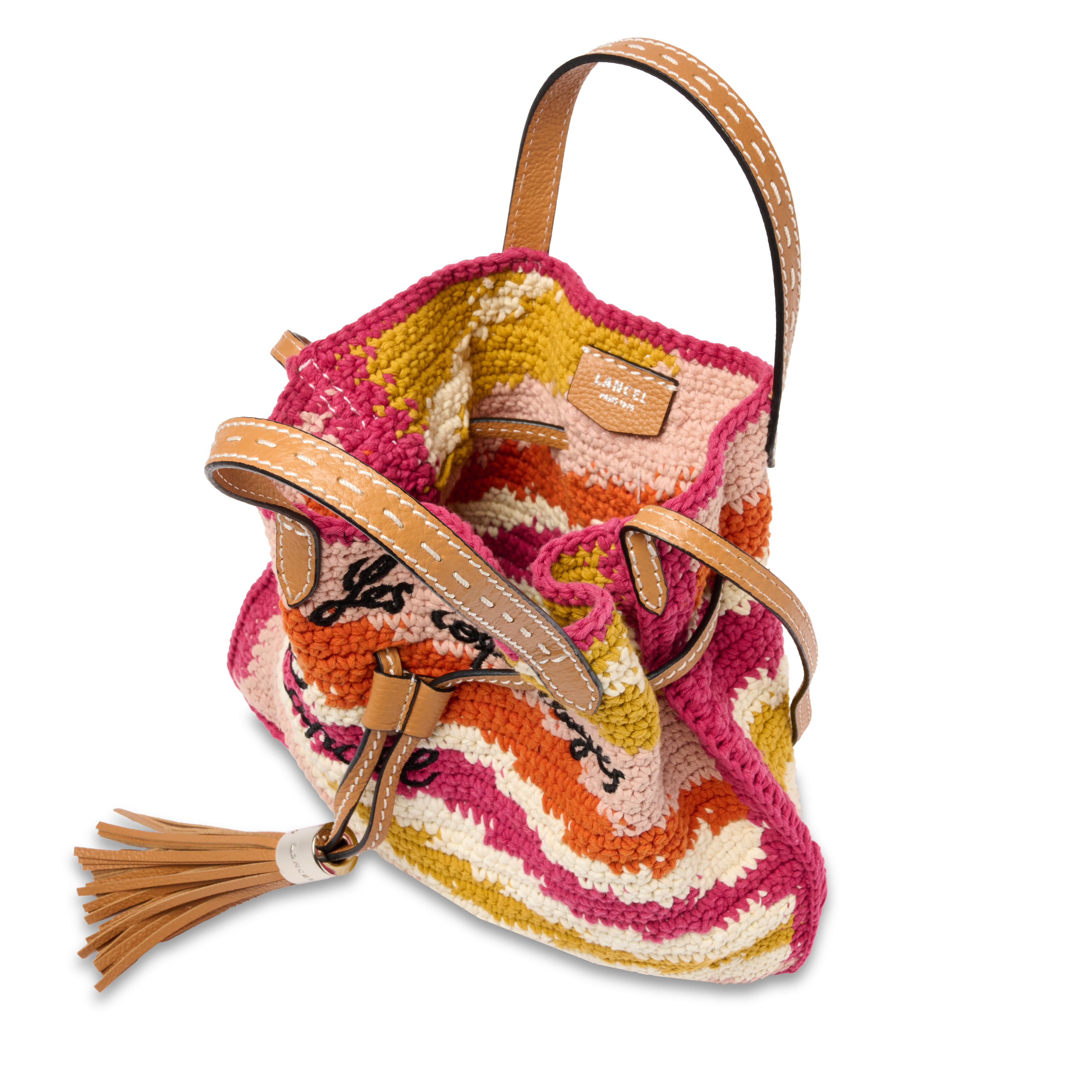 Sac seau s double porté summer mania de lancel en coton LANCEL Rose