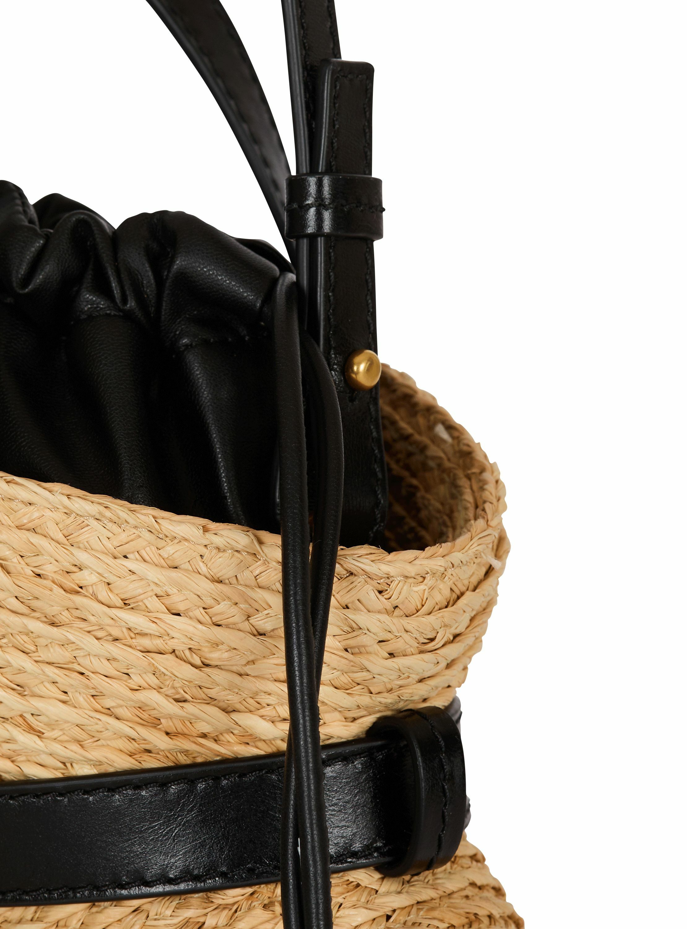 Sac shuffle mini en raphia BALMAIN Marron