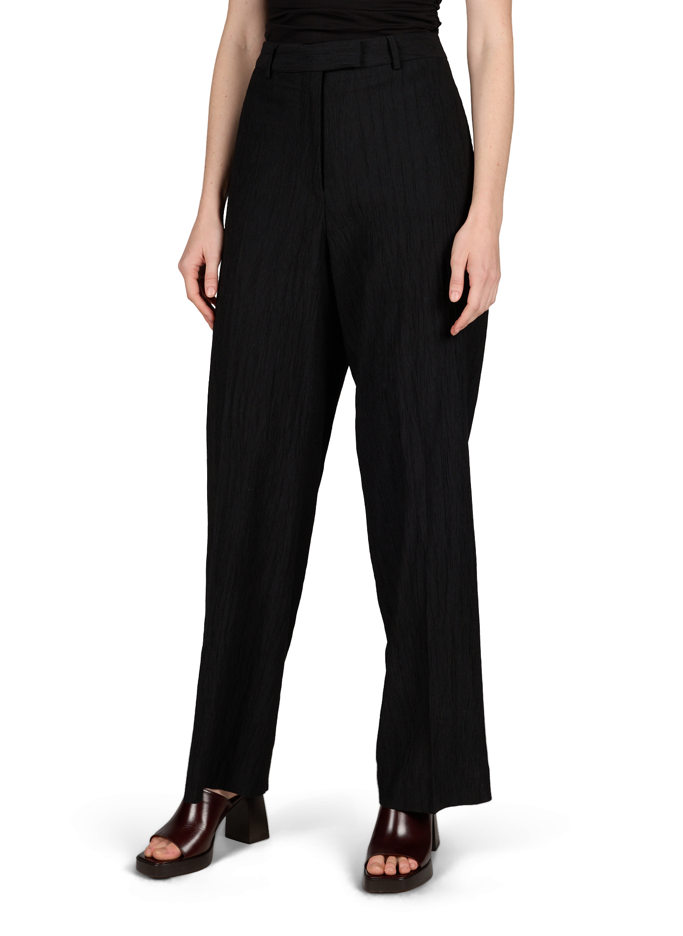 Geknitterte gerade Hose OFFICINE GENERALE Schwarz