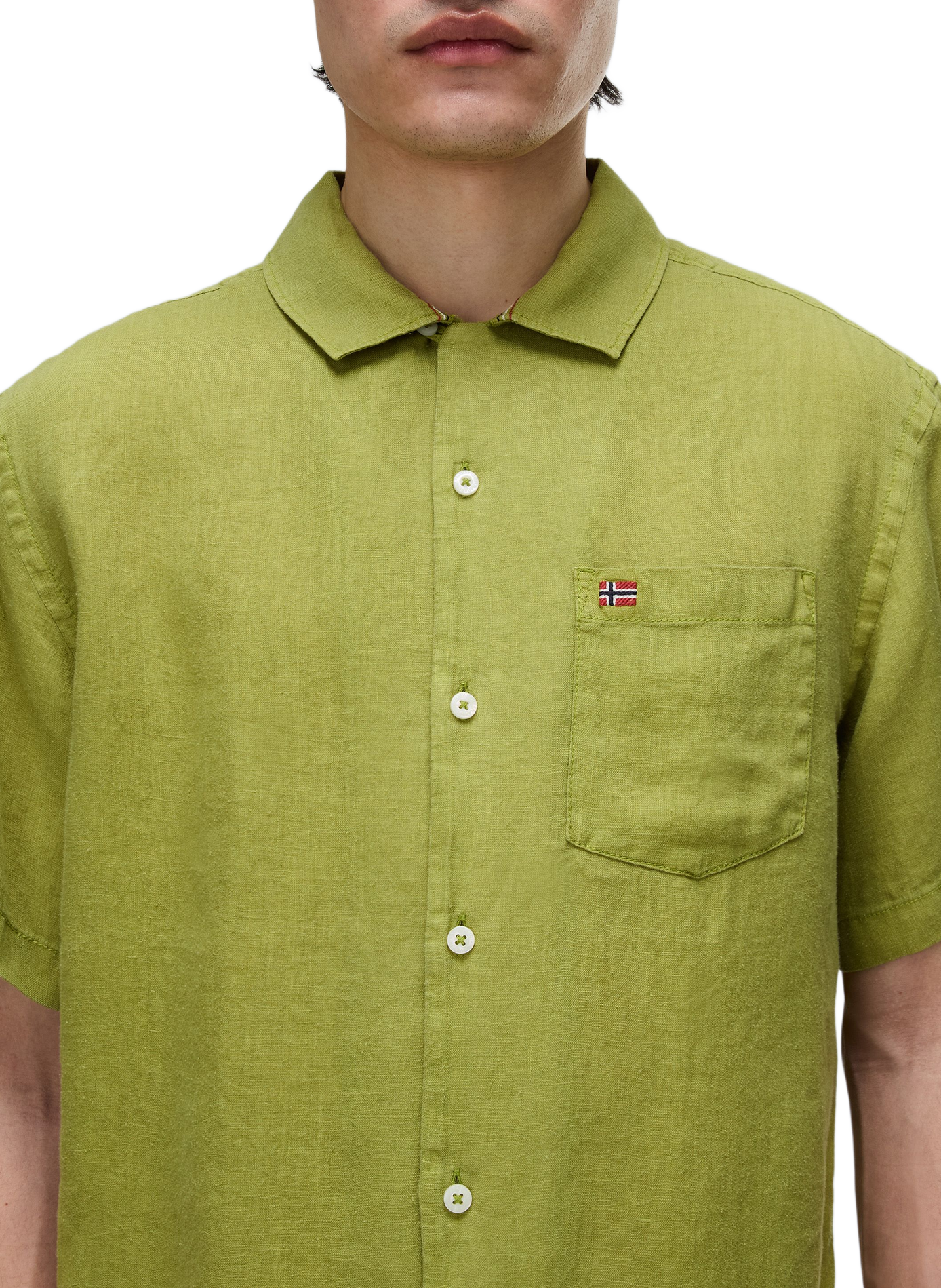 Chemise droite G-Linen en lin NAPAPIJRI Kaki