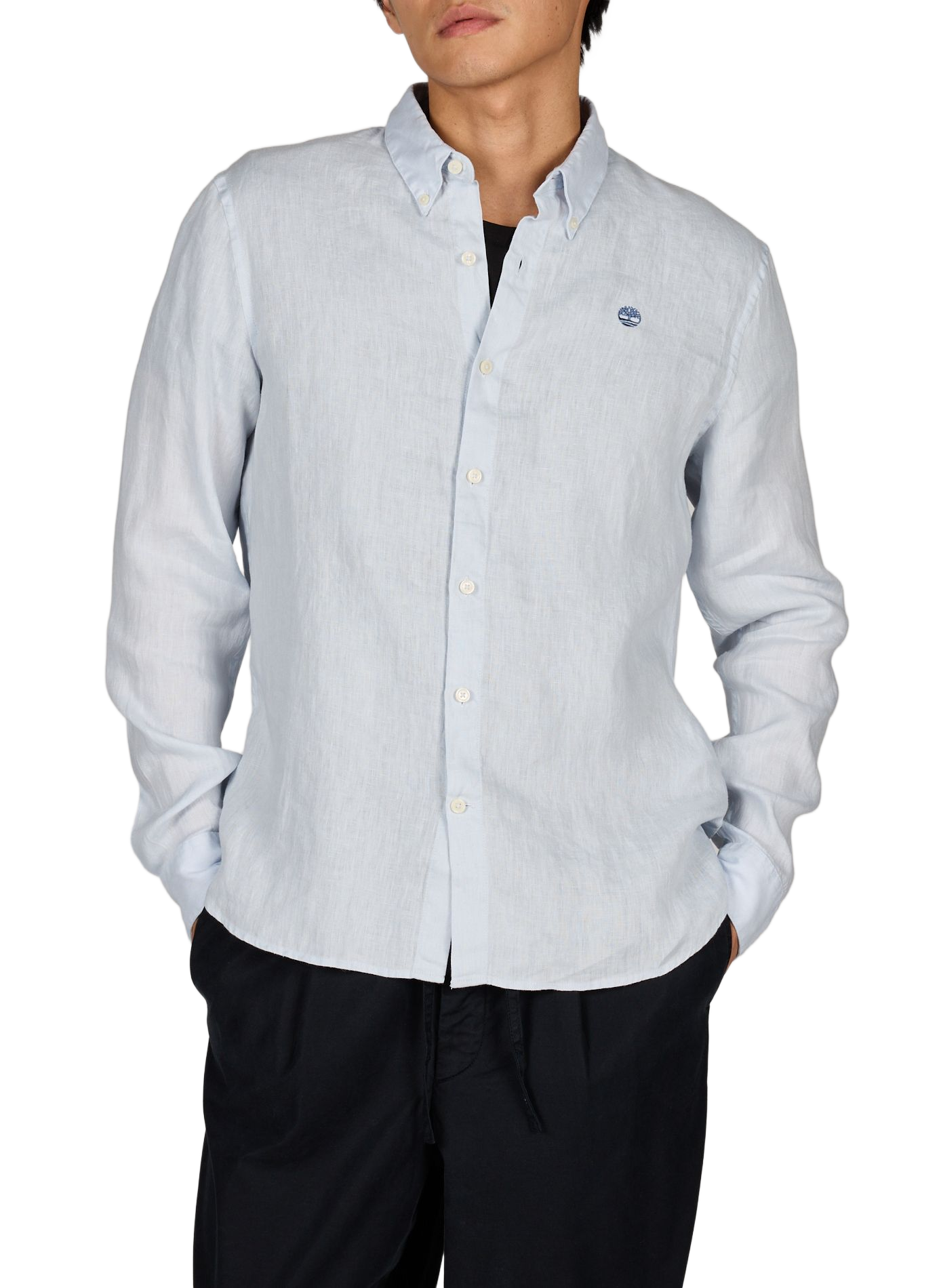 Chemise unie en lin TIMBERLAND Bleu