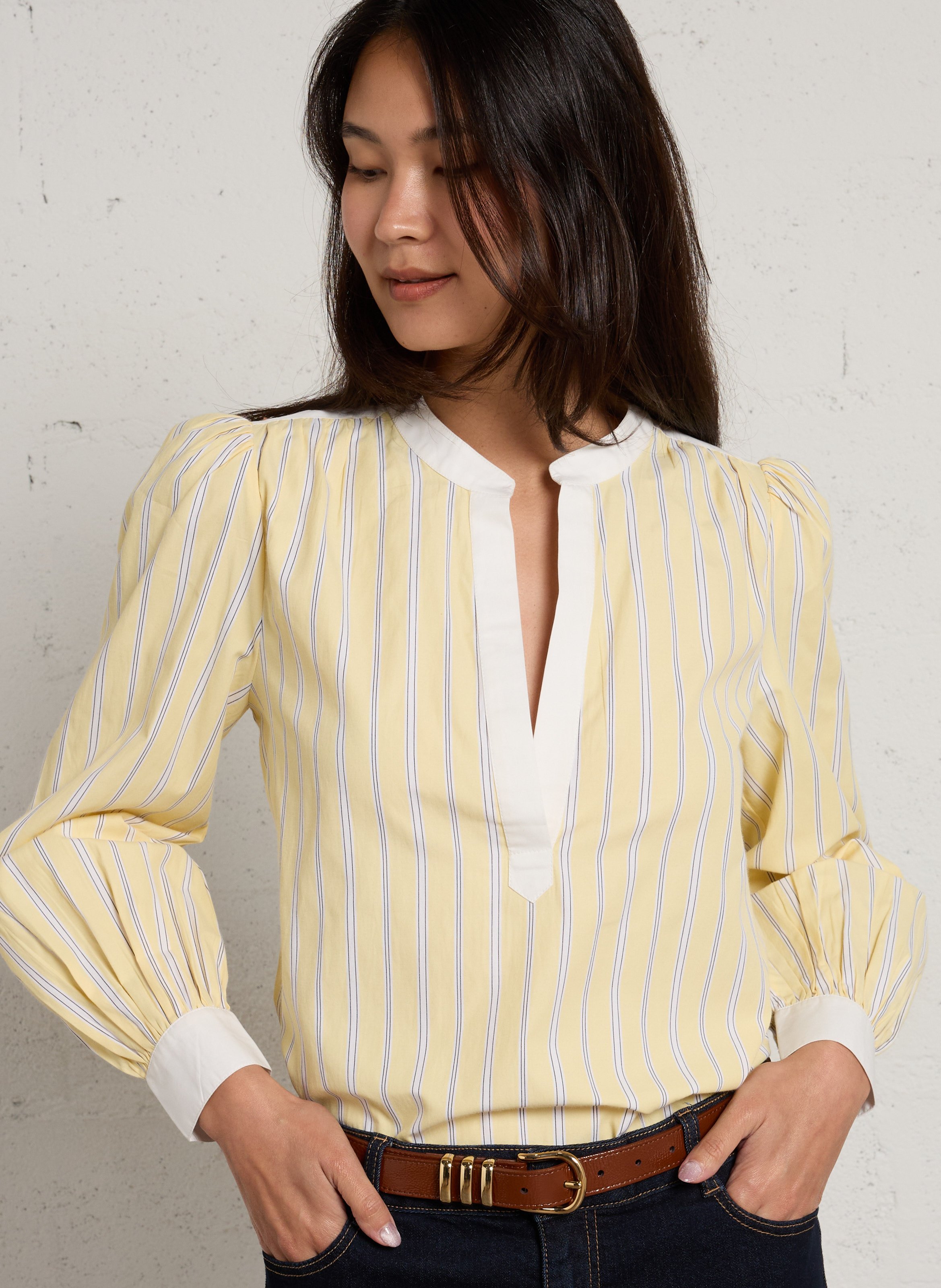 Blouse à rayures col tunisien douglas MAISON 123 Jaune