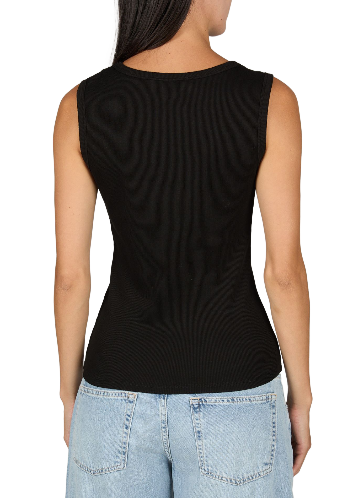 Top Rachel à col v en coton mélangé  TOPSHOP Noir