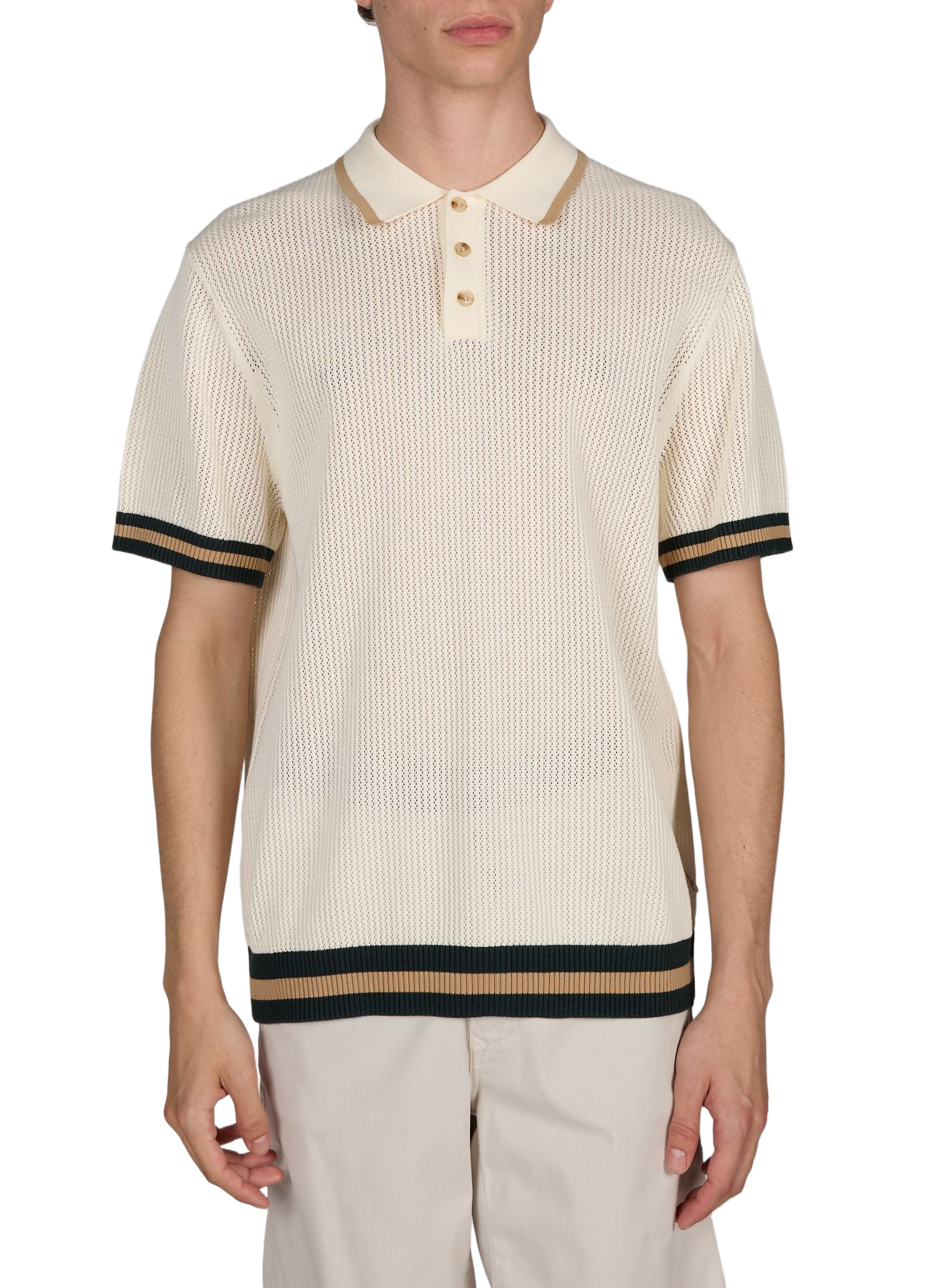 Short-sleeved cotton knit polo LES DEUX White