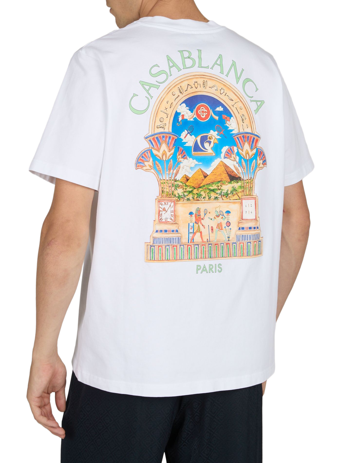 Tee-shirt droit col rond sérigraphié en coton CASABLANCA PARIS Blanc