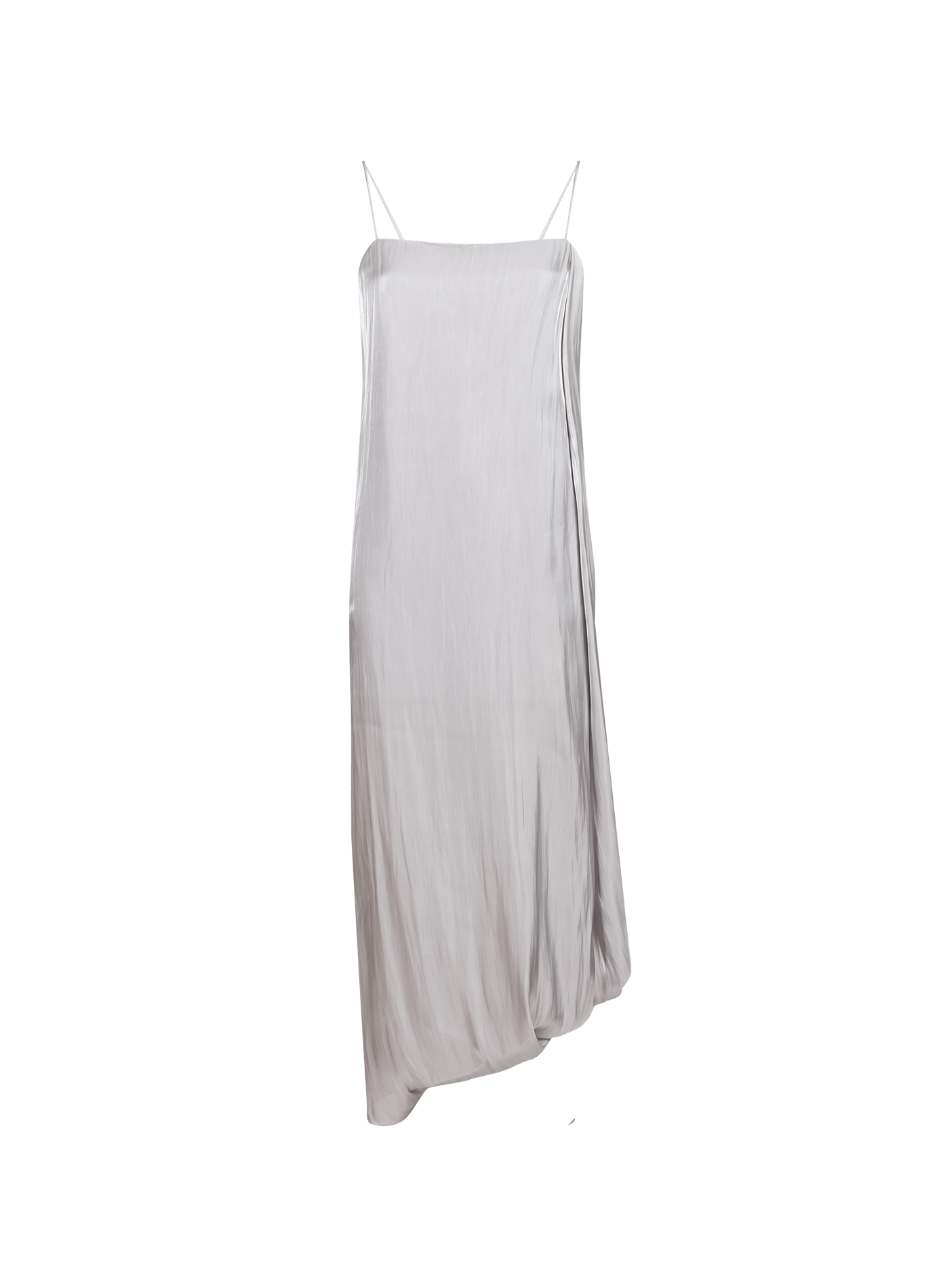 Glänzendes Trägerkleid mit asymmetrischem Ballonsaum HELMUT LANG Grau