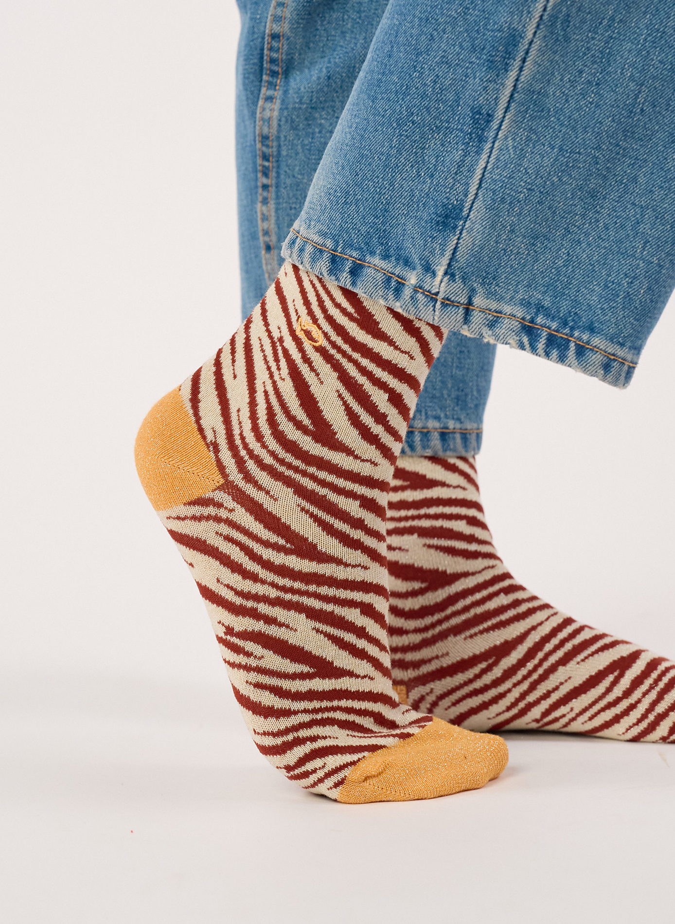 Chaussettes en coton peigné zèbre BILLYBELT Marron