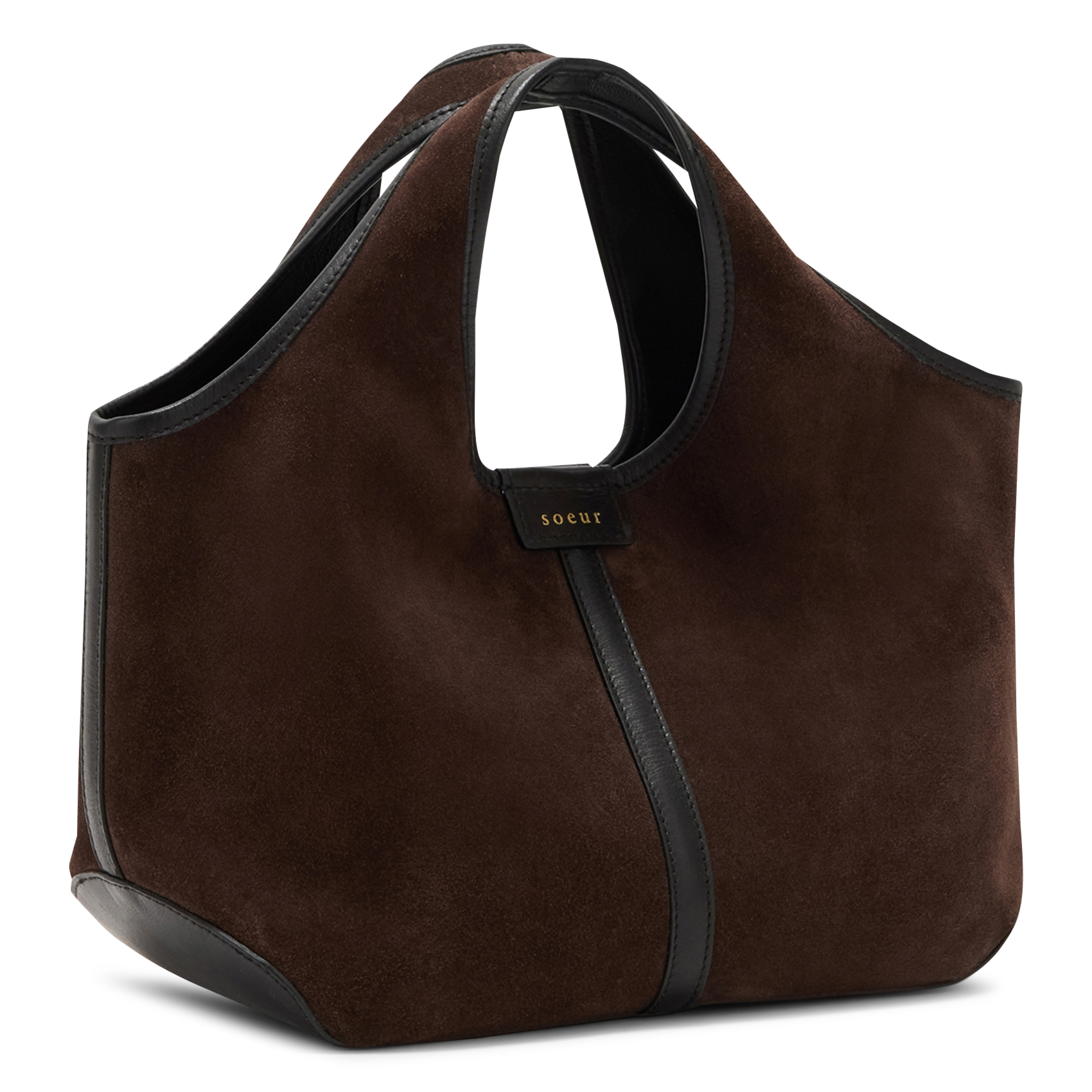 Sac à main en cuir douce mini SOEUR Marron