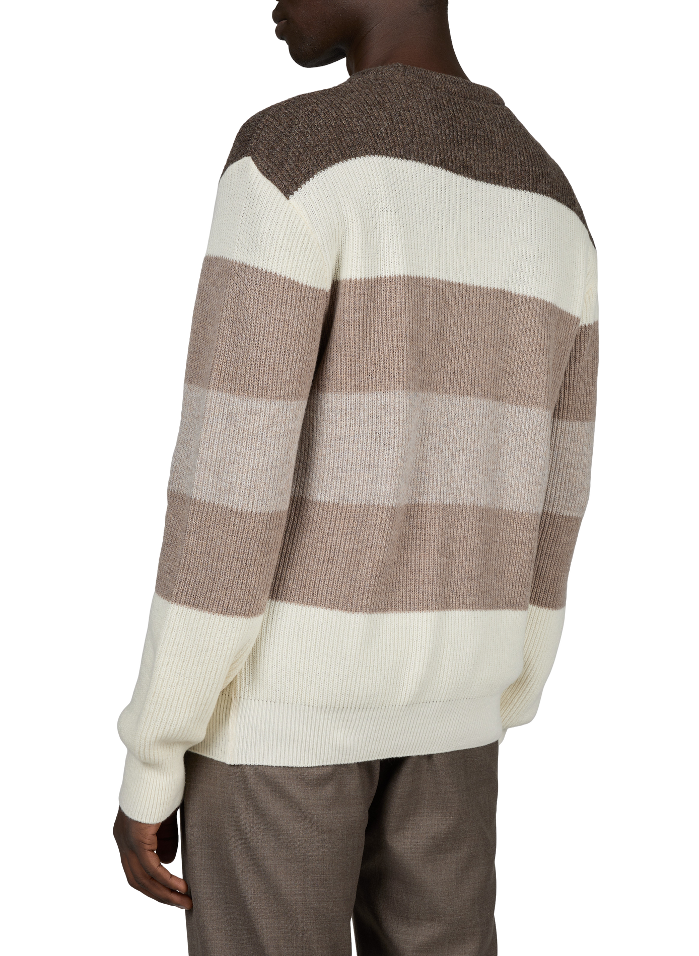 Loose-Fitting Striped Crew-Neck Wool Sweater PAUL & SHARK Beige