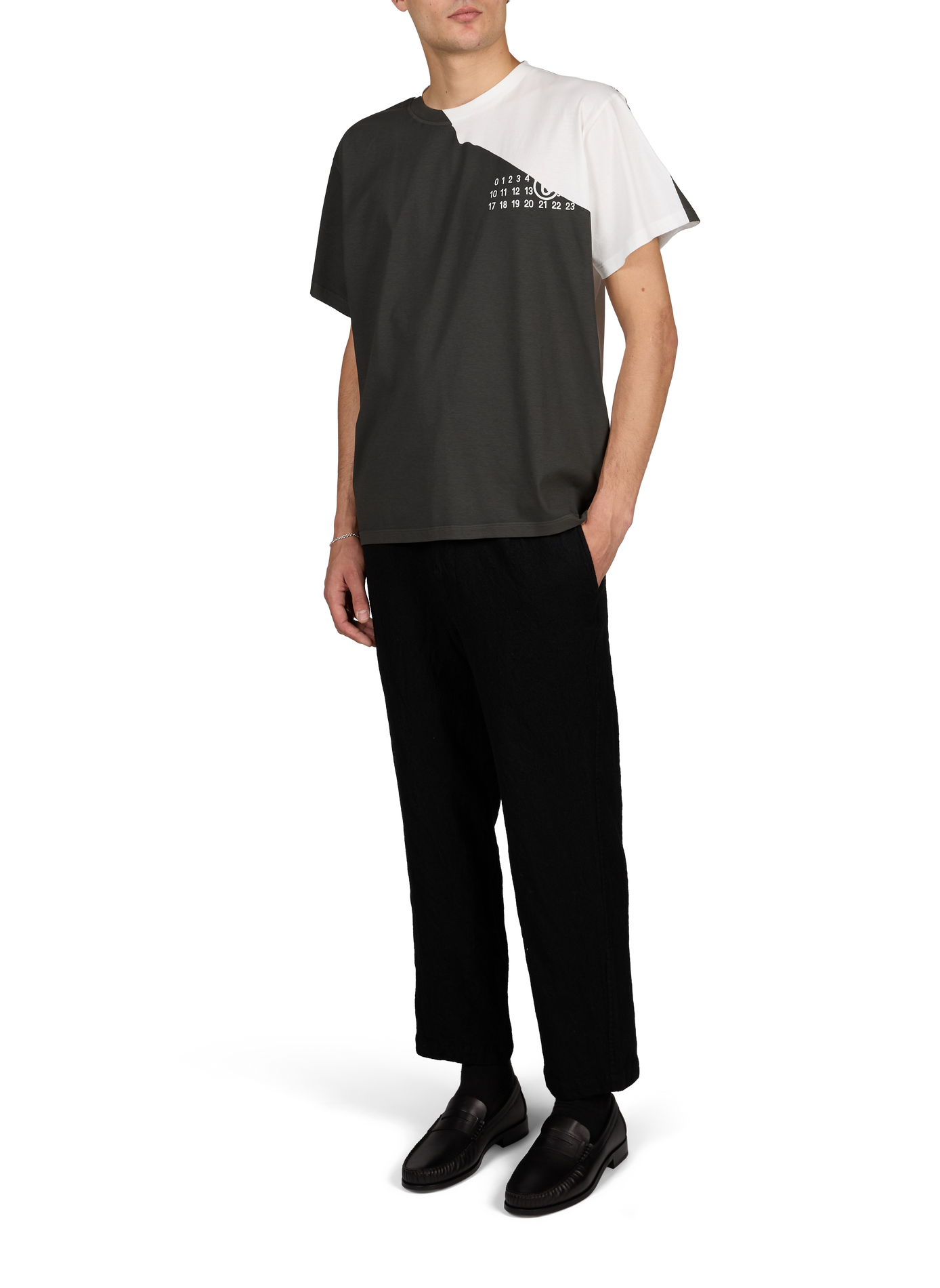 Two-tone crew-neck T-shirt MAISON MARGIELA White