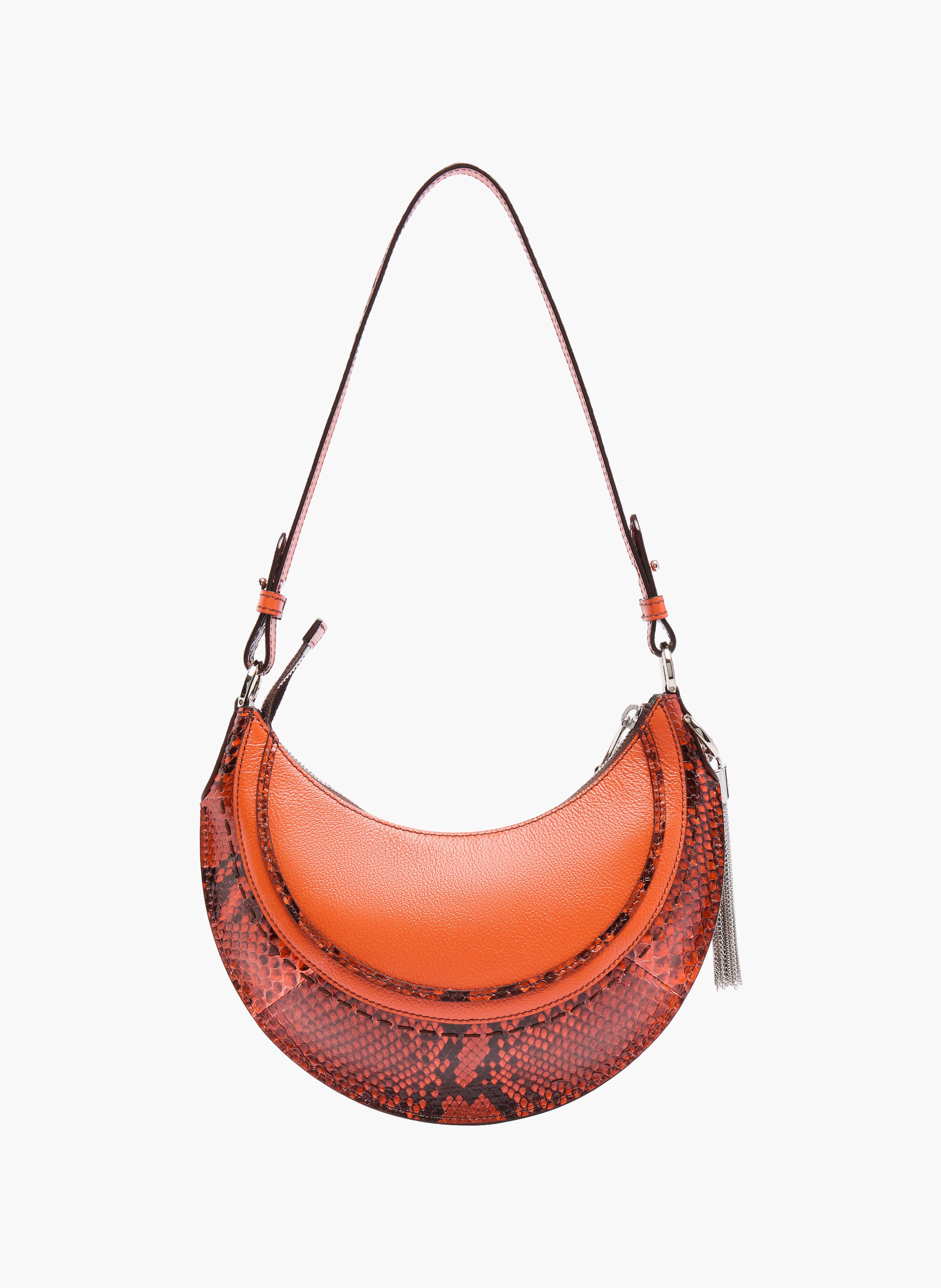 Sac fourreau à fermeture éclair - lancel, veau grainé avec détails python, orange. LANCEL Orange