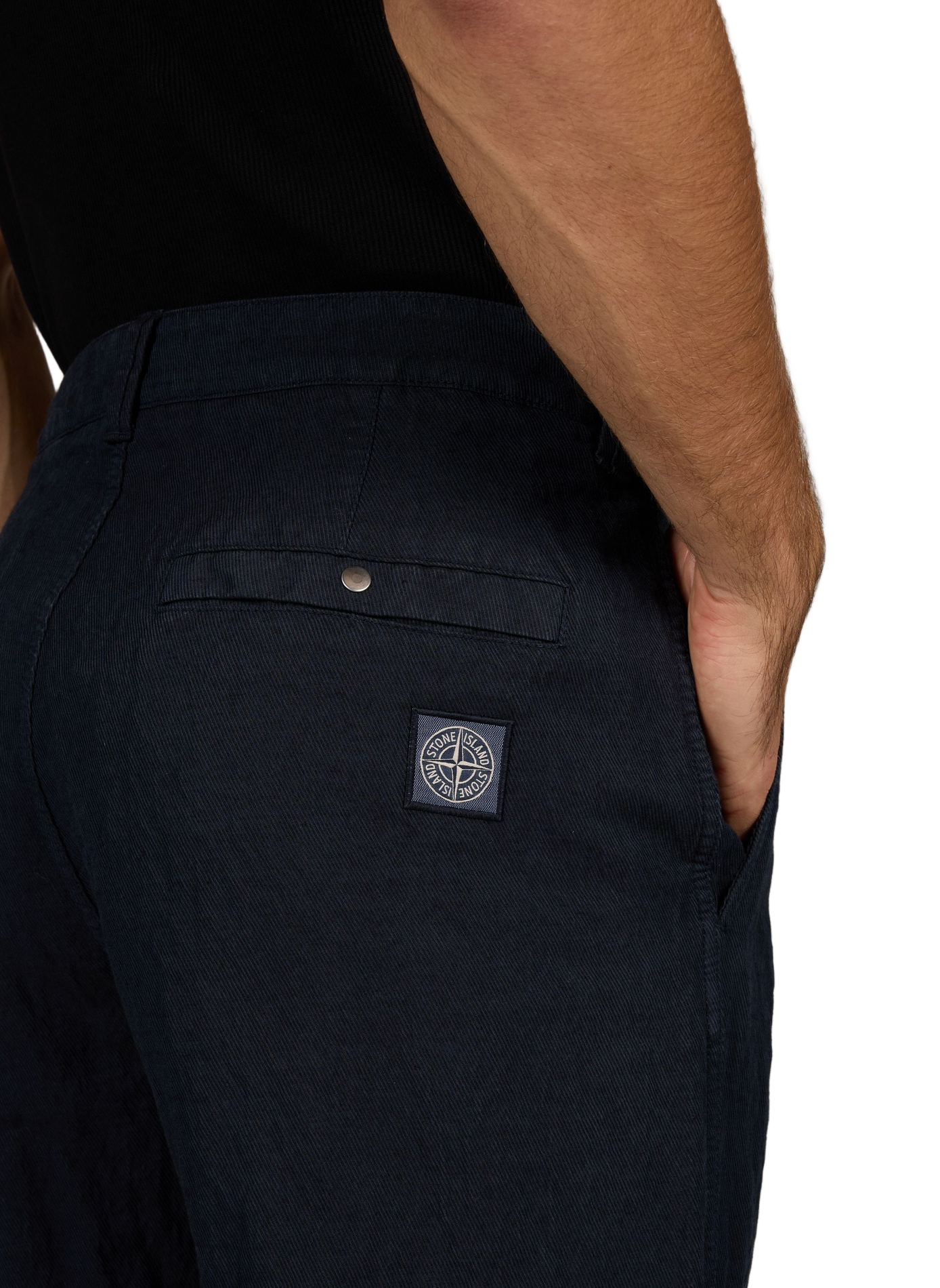 Straight-leg crinkled cotton-blend trousers STONE ISLAND Blue