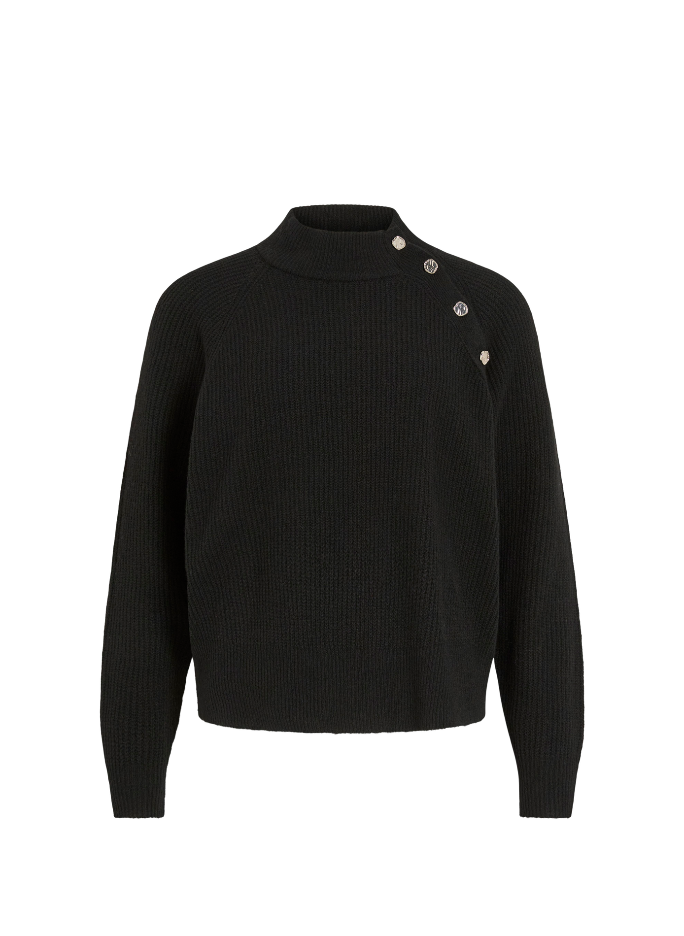 Pull col rond droit à boutons VILA Noir