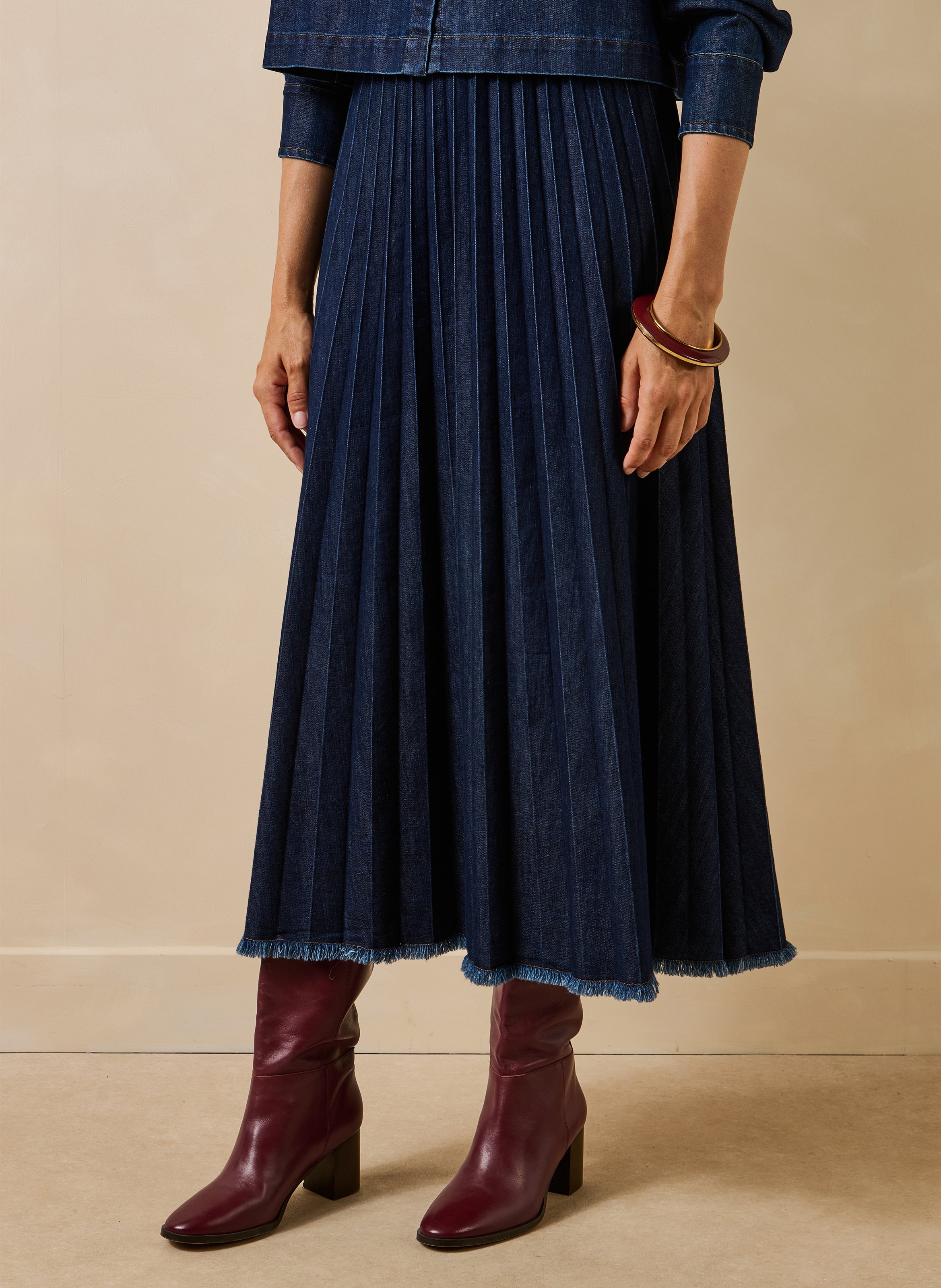 Uitlopende midi-rok van gemengd katoen LA FEE MARABOUTEE Blauw