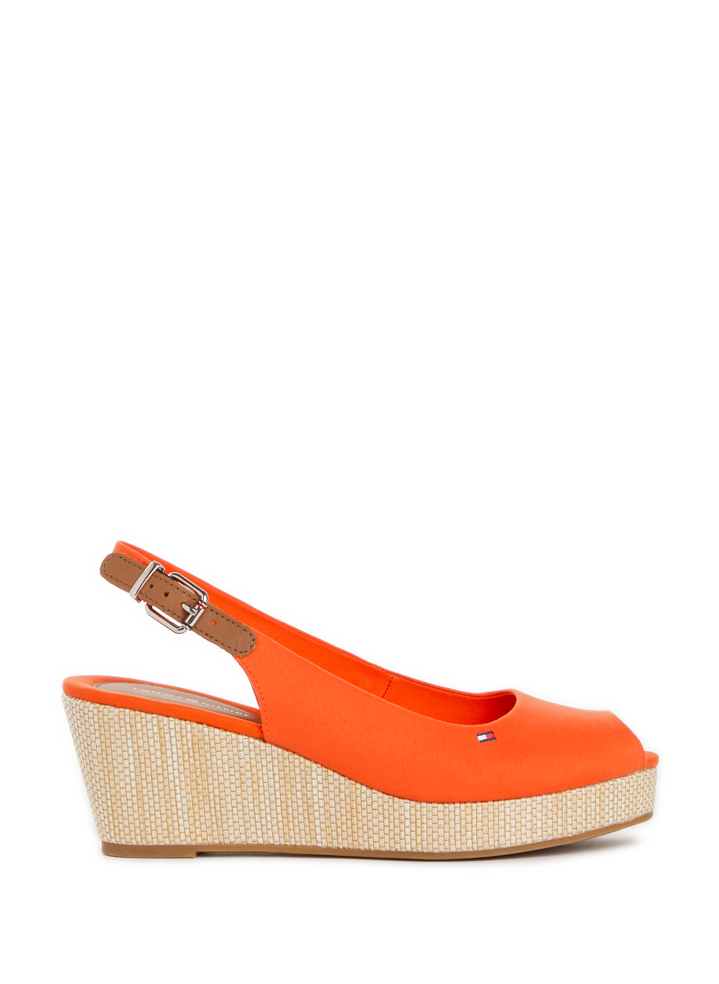 Heeled cotton and leather slingbacks TOMMY HILFIGER Orange