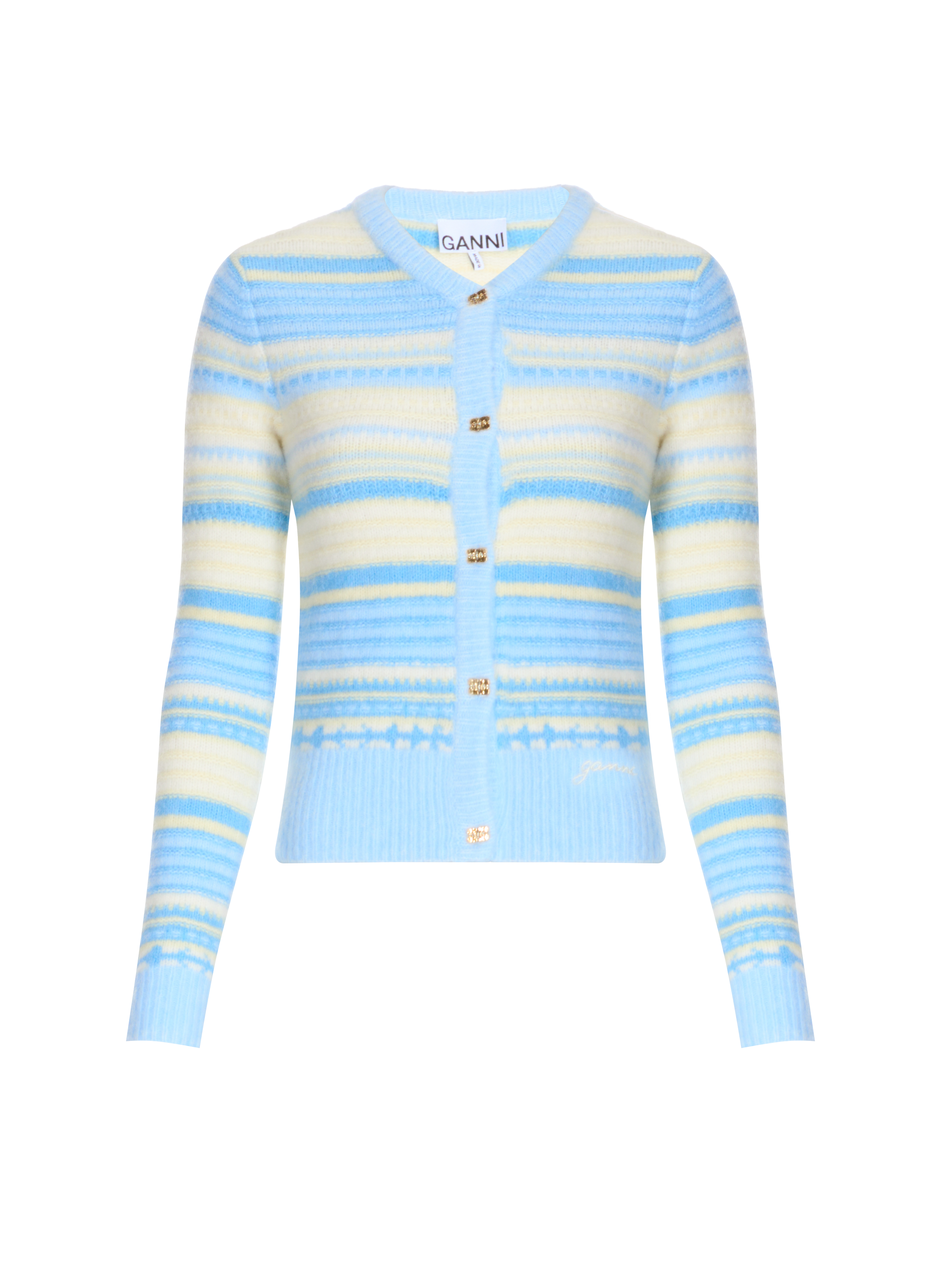 Cardigan à rayures en laine  GANNI Bleu