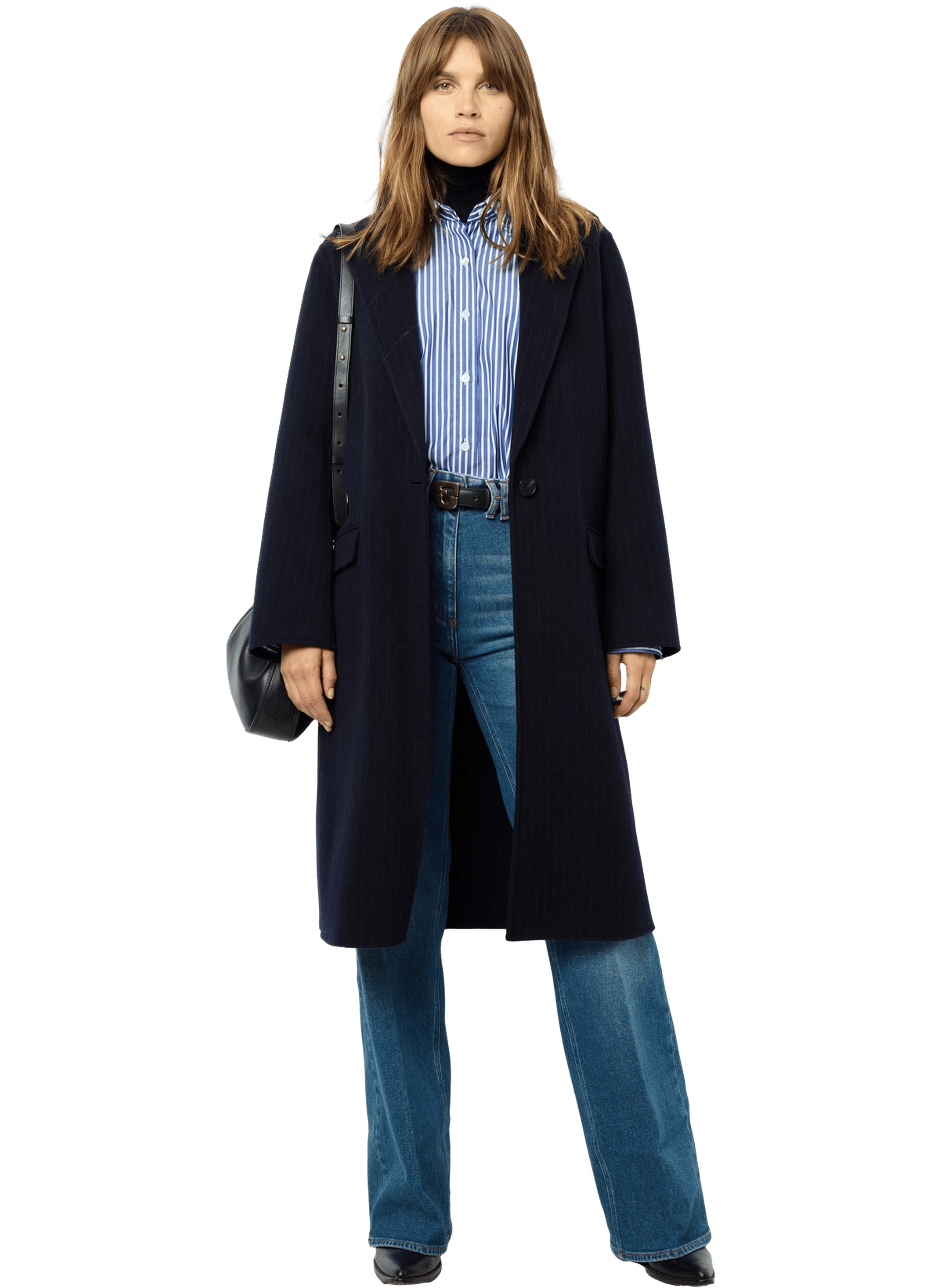 Manteau droit à fines rayures - lassia GERARD DAREL Bleu