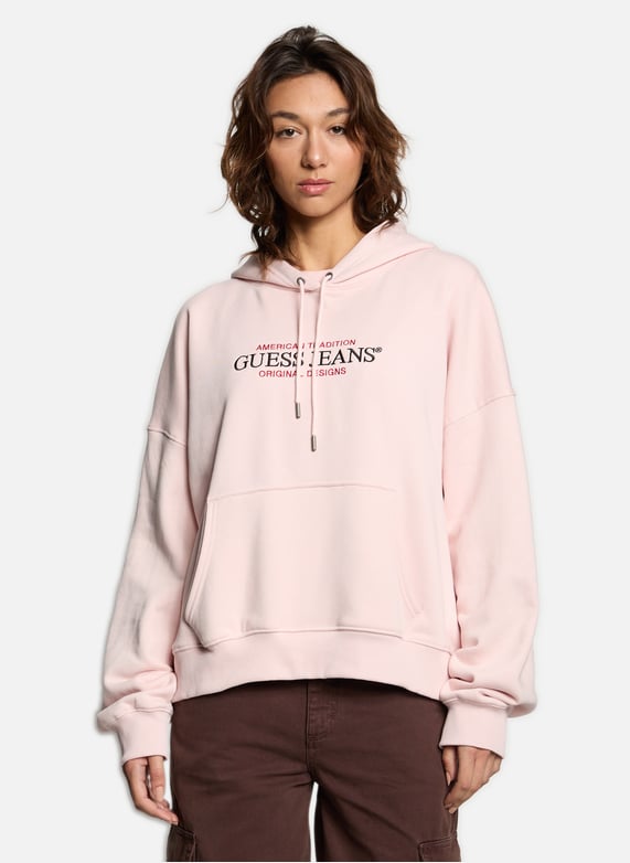 Guess hoodie pink sales