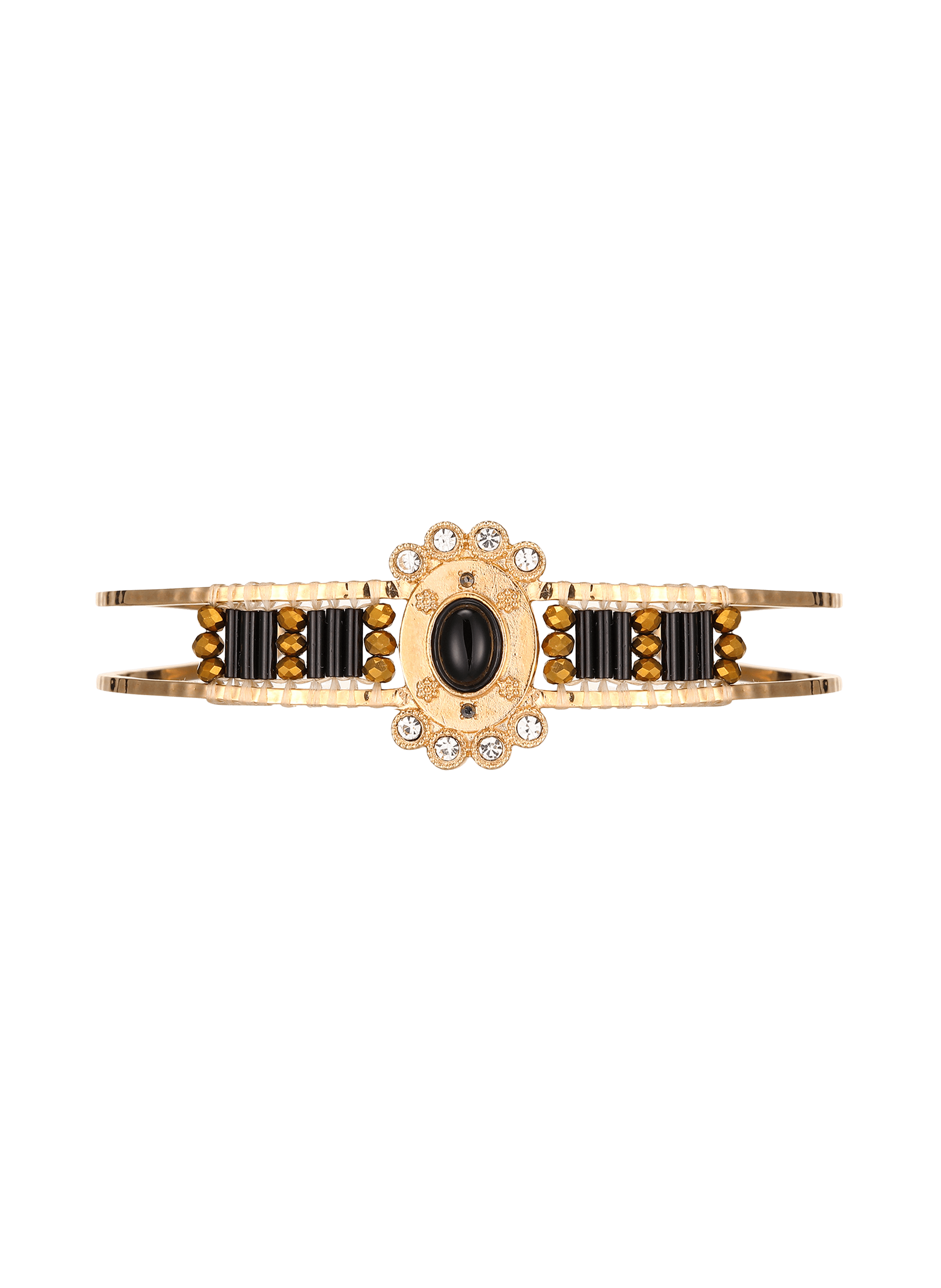 Bracelet ajustable avec perles brillant HIPANEMA Noir