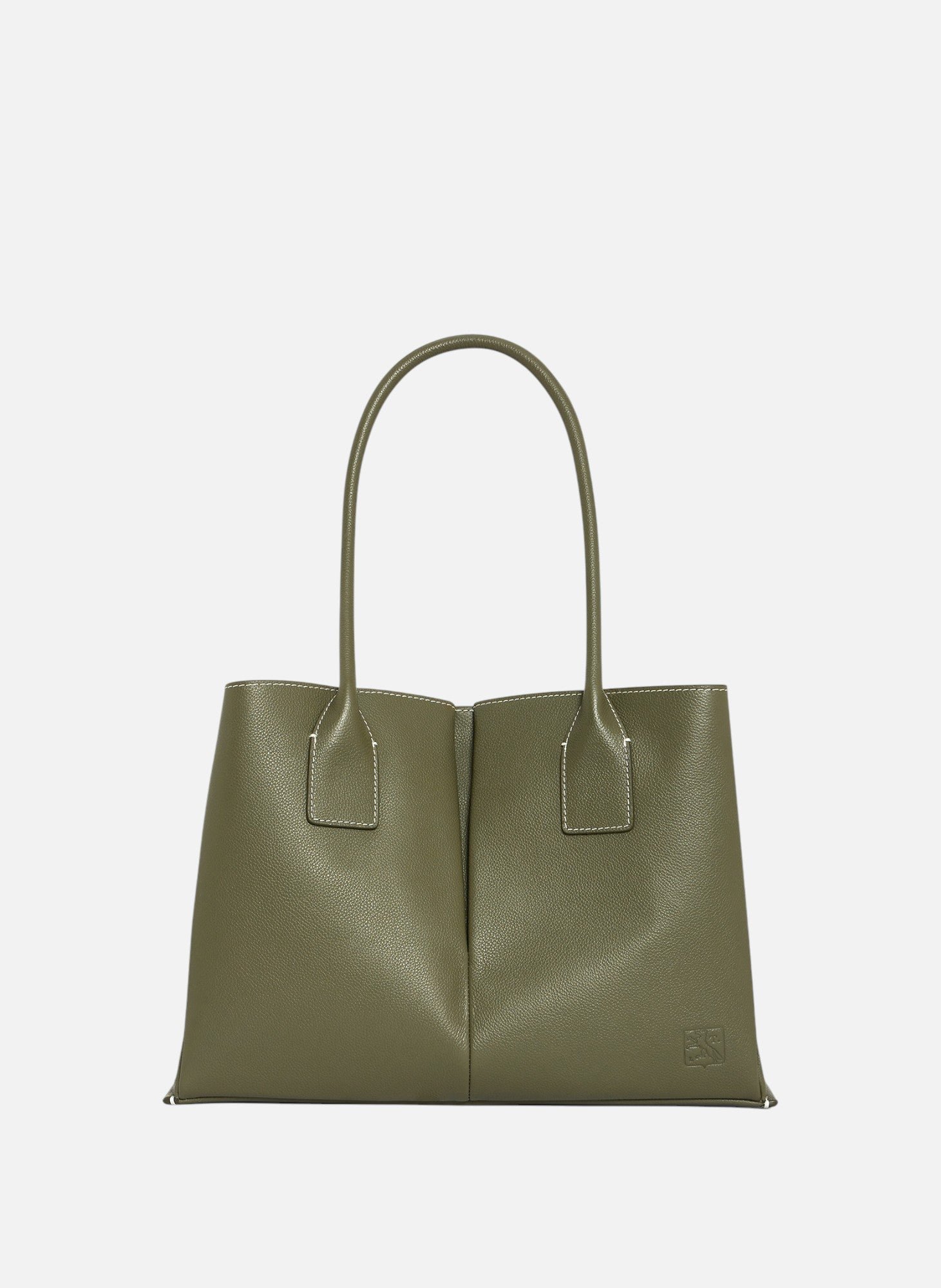 Grand sac cabas elena en cuir grainé LE TANNEUR Vert