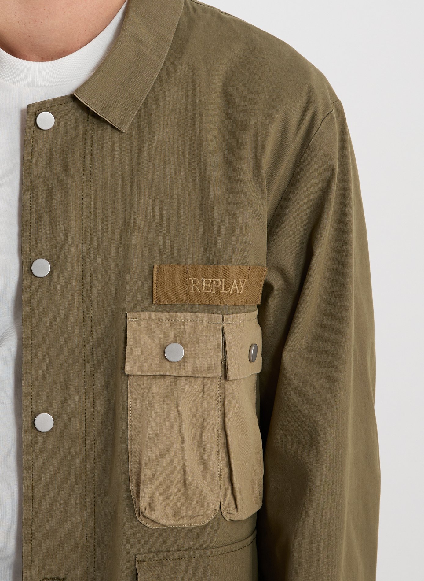 Veste-chemise militaire en coton mélangé REPLAY Vert
