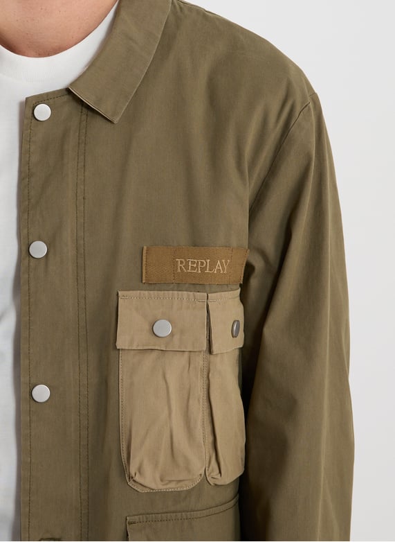 Veste-chemise militaire en coton mélangé | Vert by REPLAY Veste-chemise militaire en coton mélangé Vert