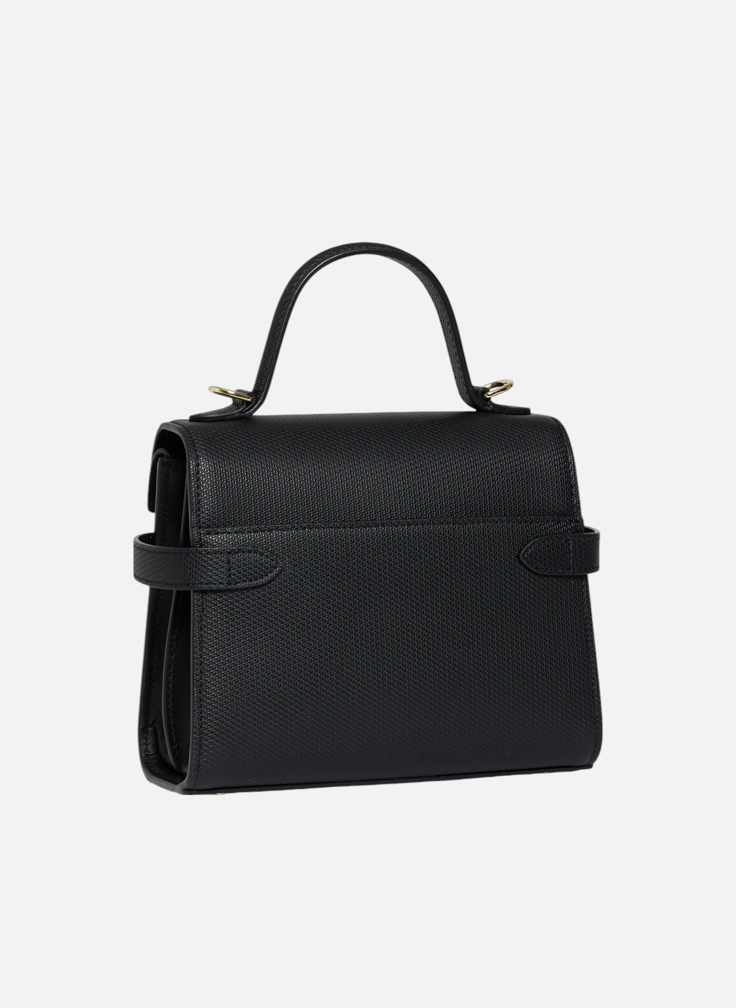 Petit sac à main double rabat emilie en cuir signature t LE TANNEUR Noir