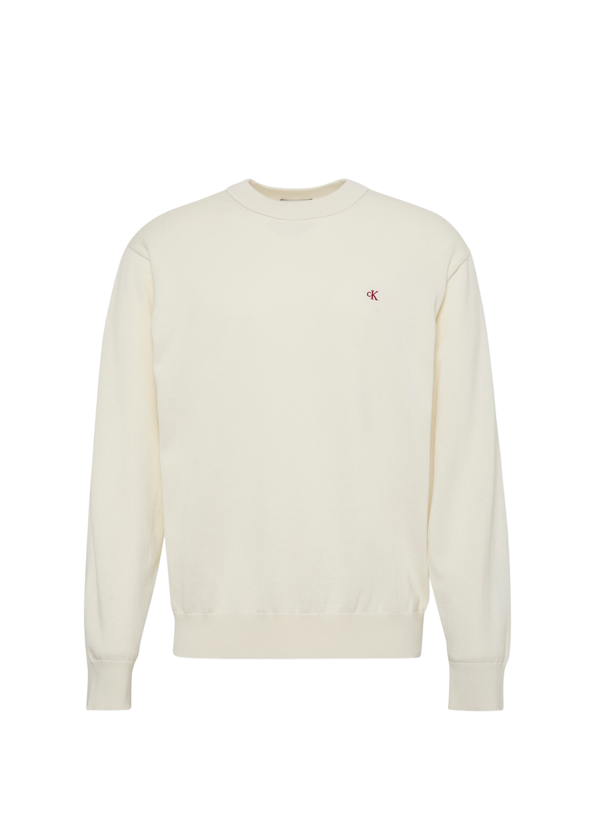 Pull droit col rond en coton CALVIN KLEIN Beige