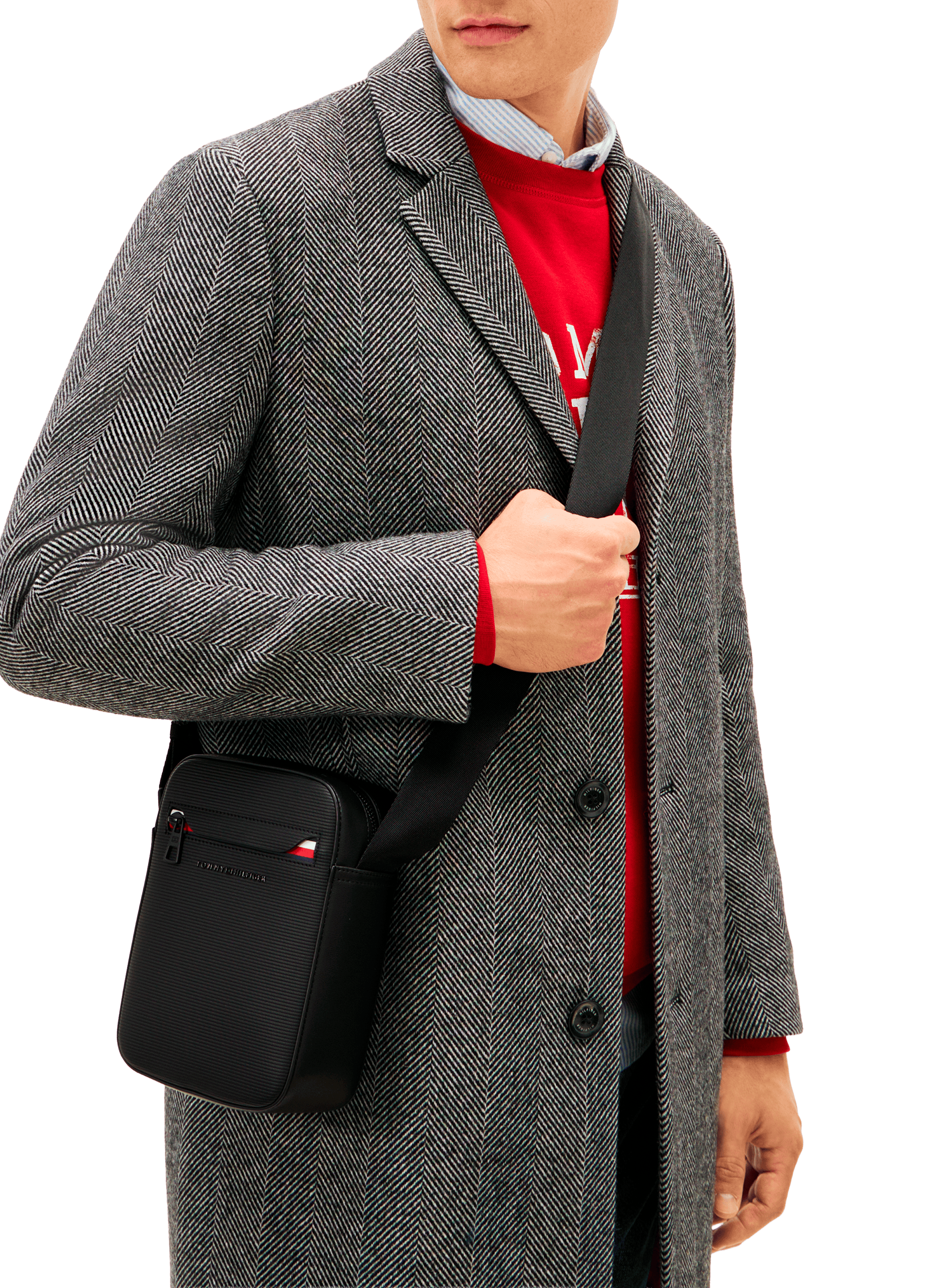 Textured reporter shoulder bag TOMMY HILFIGER Black