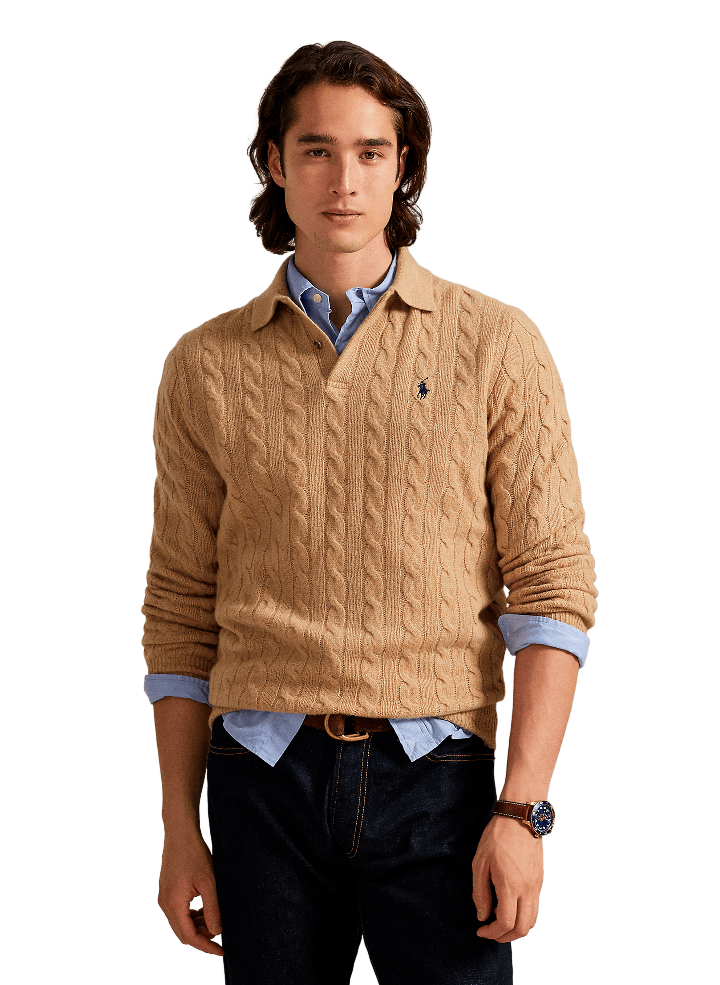 Pull polo en laine et cachemire POLO RALPH LAUREN Beige