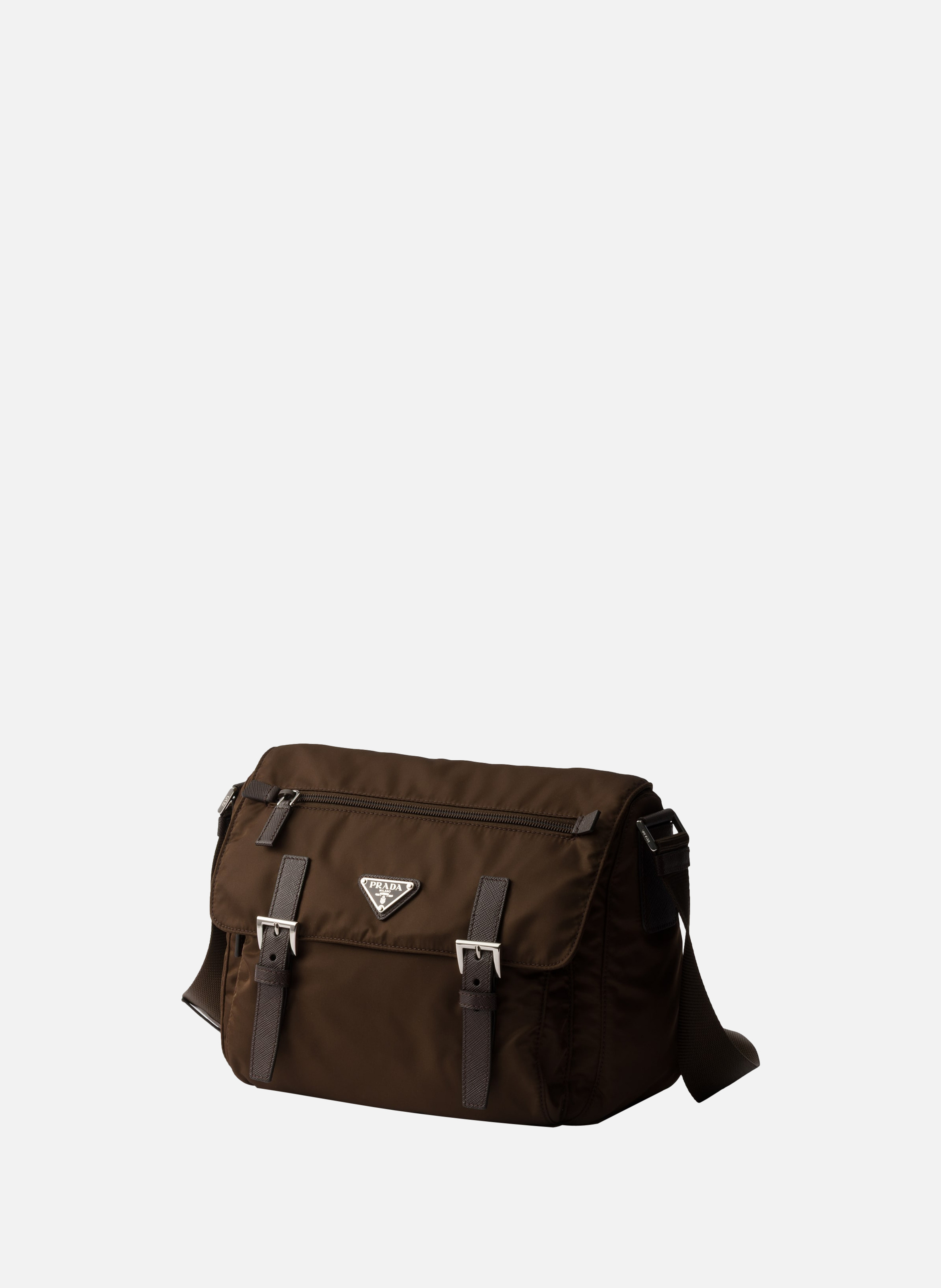 Sac porté épaule en re-nylon PRADA Marron