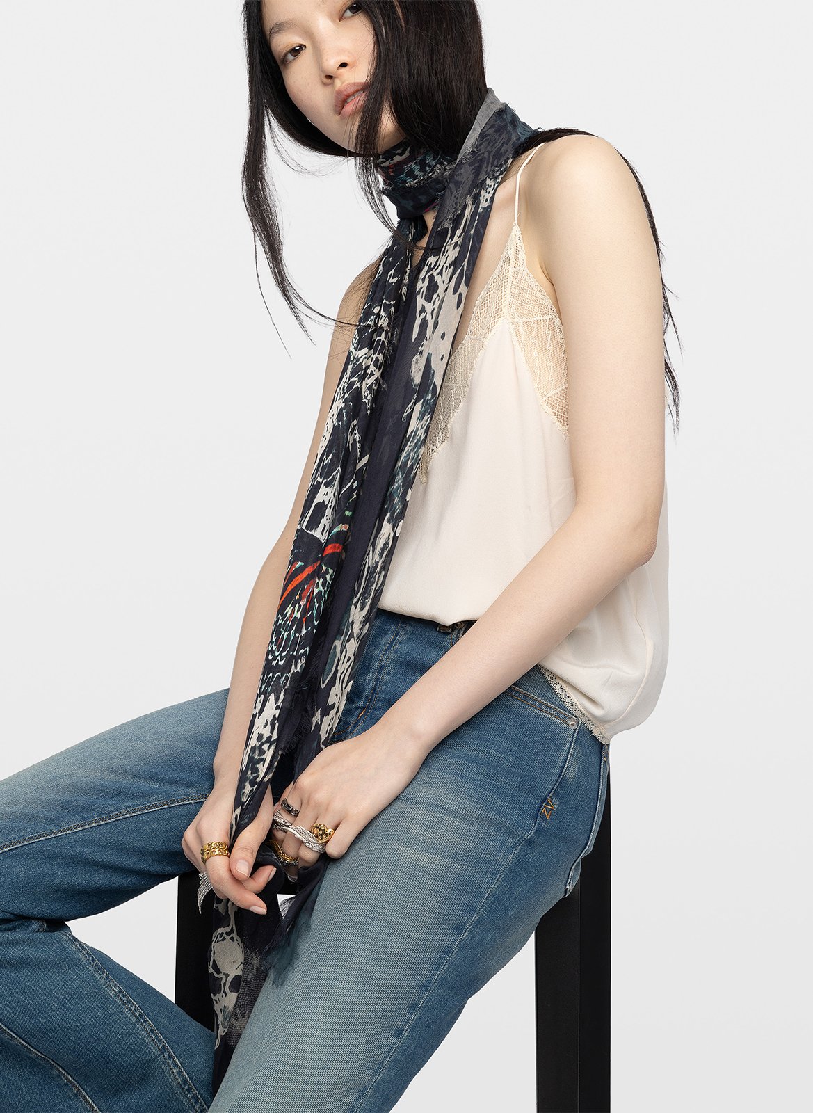 Foulard en soie blondie ZADIG&VOLTAIRE Bleu