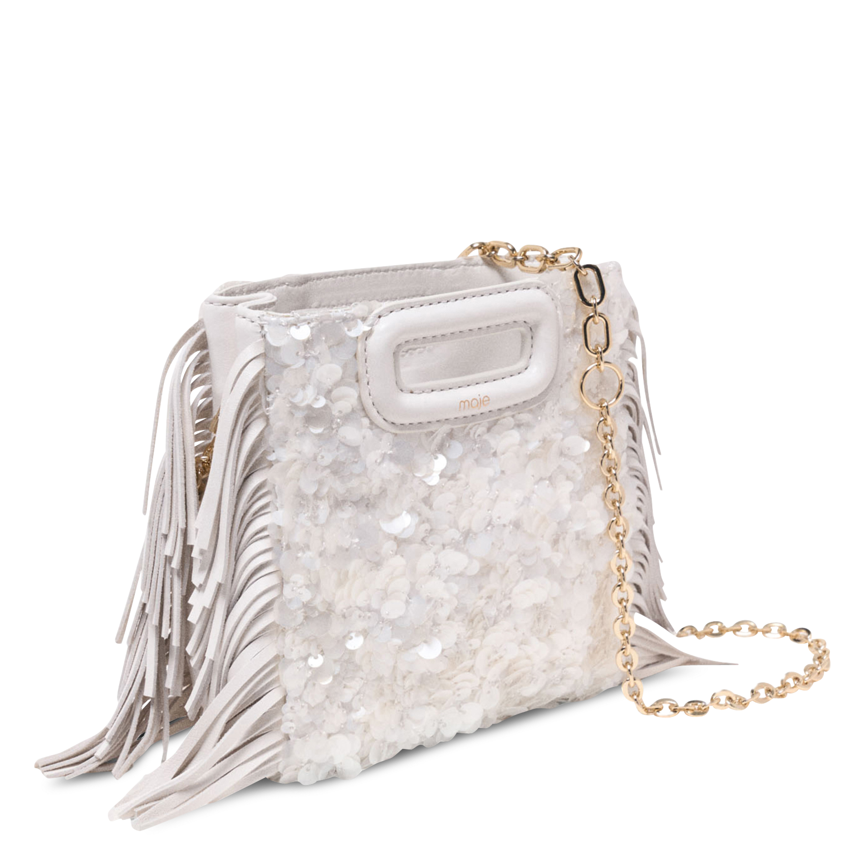 Sac bandoulière à sequins m mini MAJE Blanc