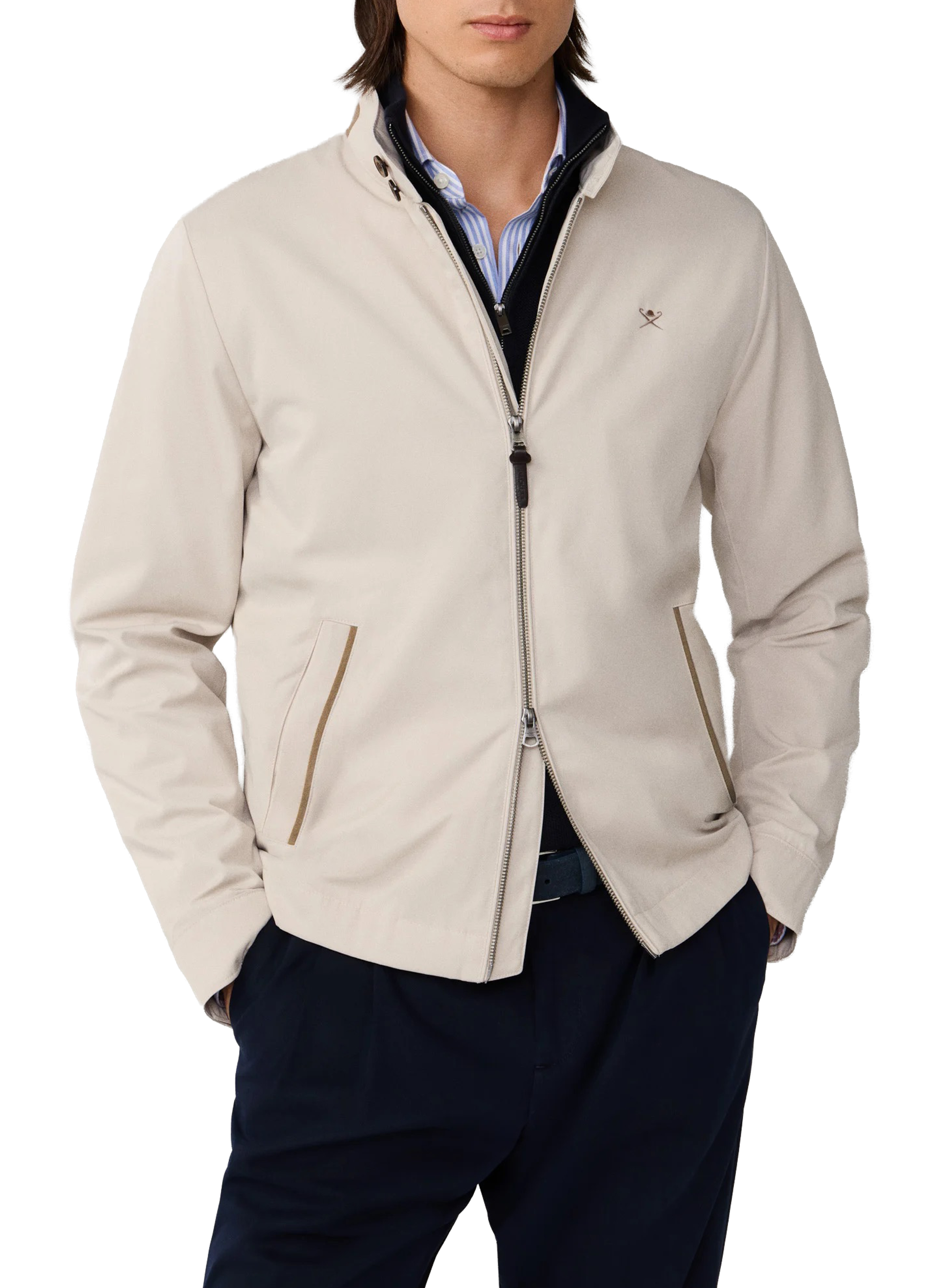 Recht jasje met opstaande kraag HACKETT Beige