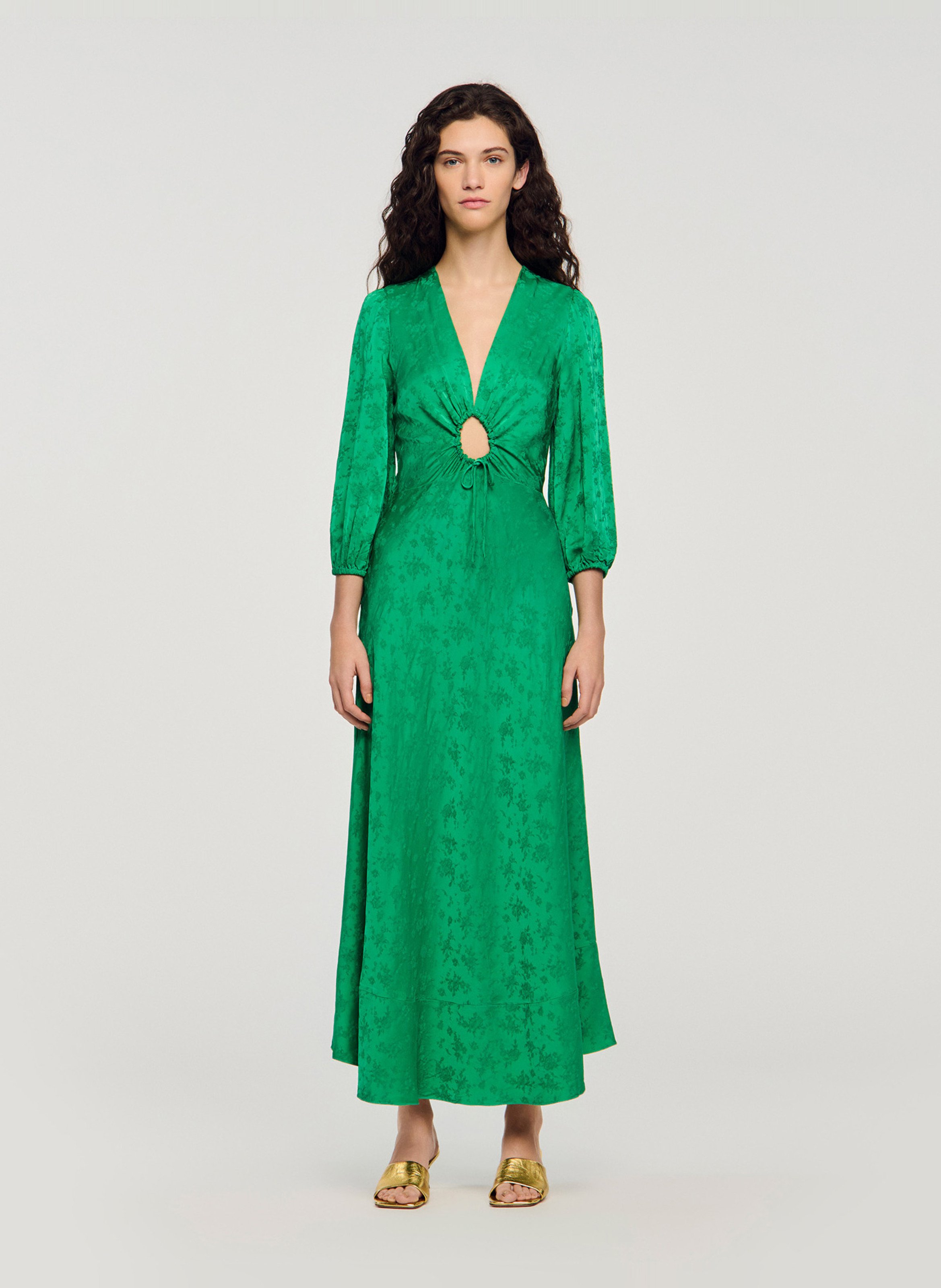 Robe longue décolleté SANDRO Vert